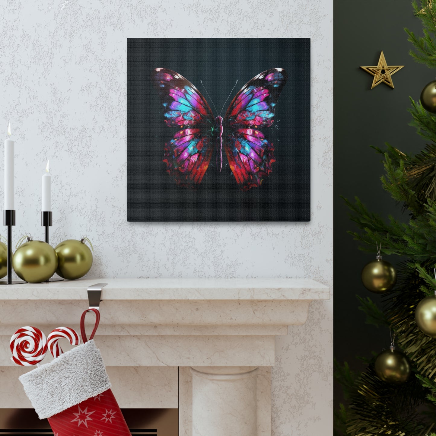 Canvas Gallery Wraps Hyper Colorful Butterfly Macro 3