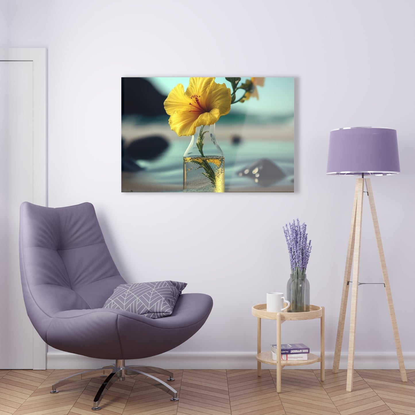 Acrylic Prints Yellow Hibiscus glass 3