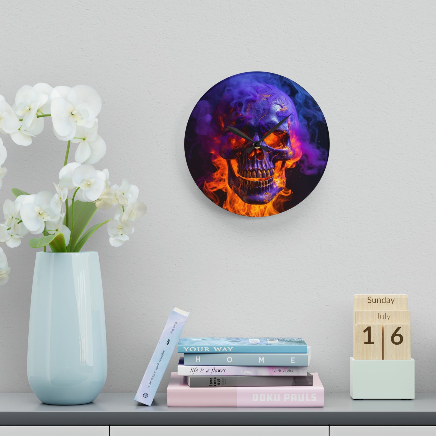 Acrylic Wall Clock Macro Skull 1