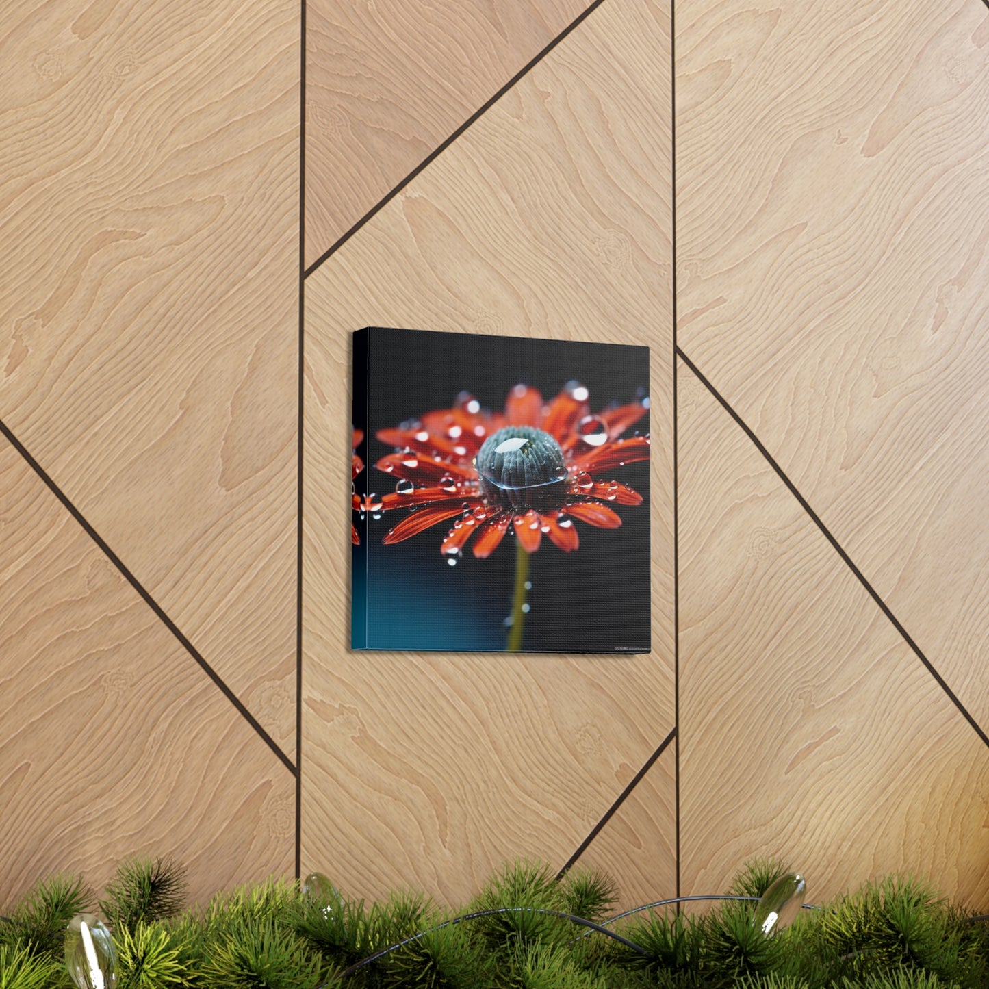 Canvas Gallery Wraps Water drop Macro Flower 1