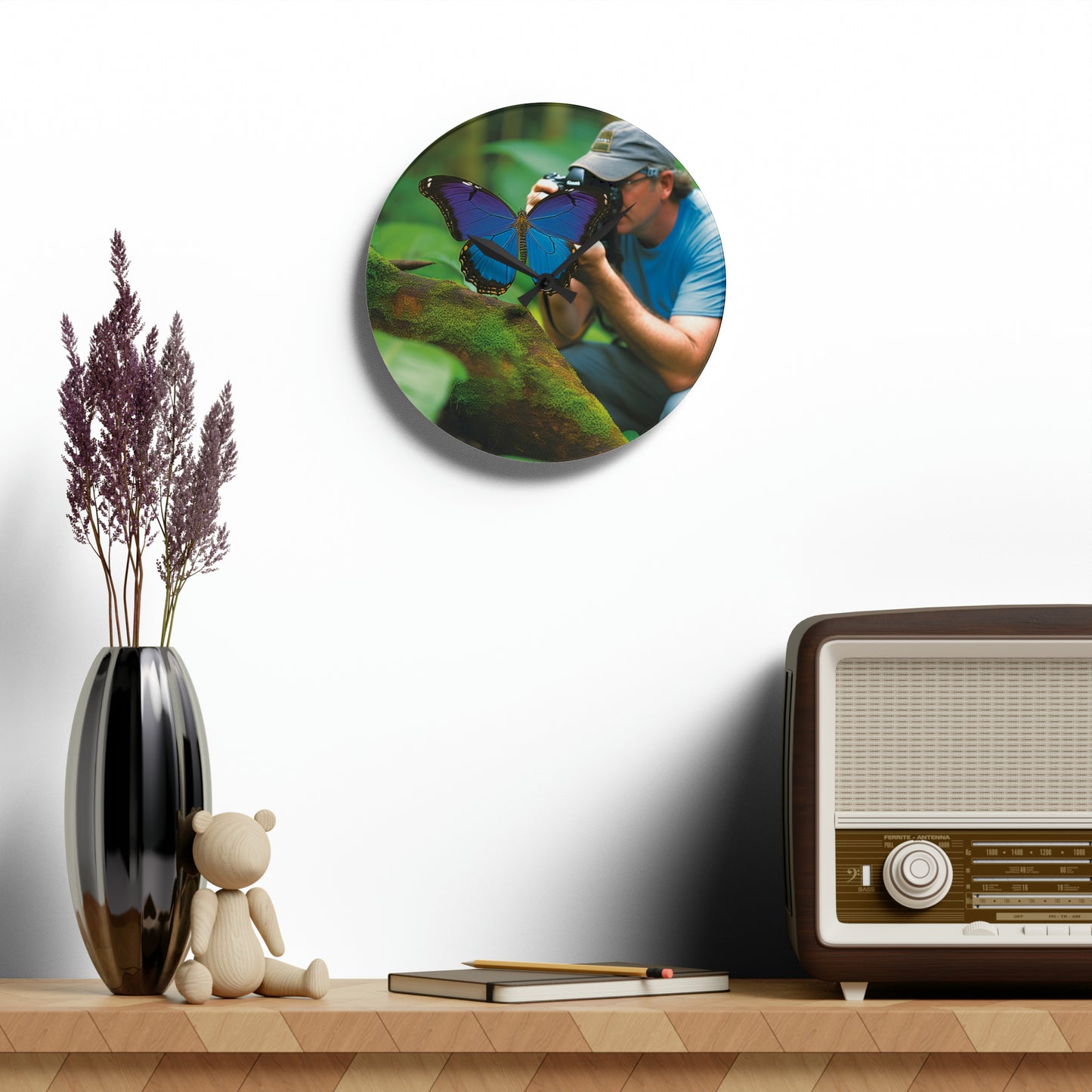 Acrylic Wall Clock Jungle Butterfly 4