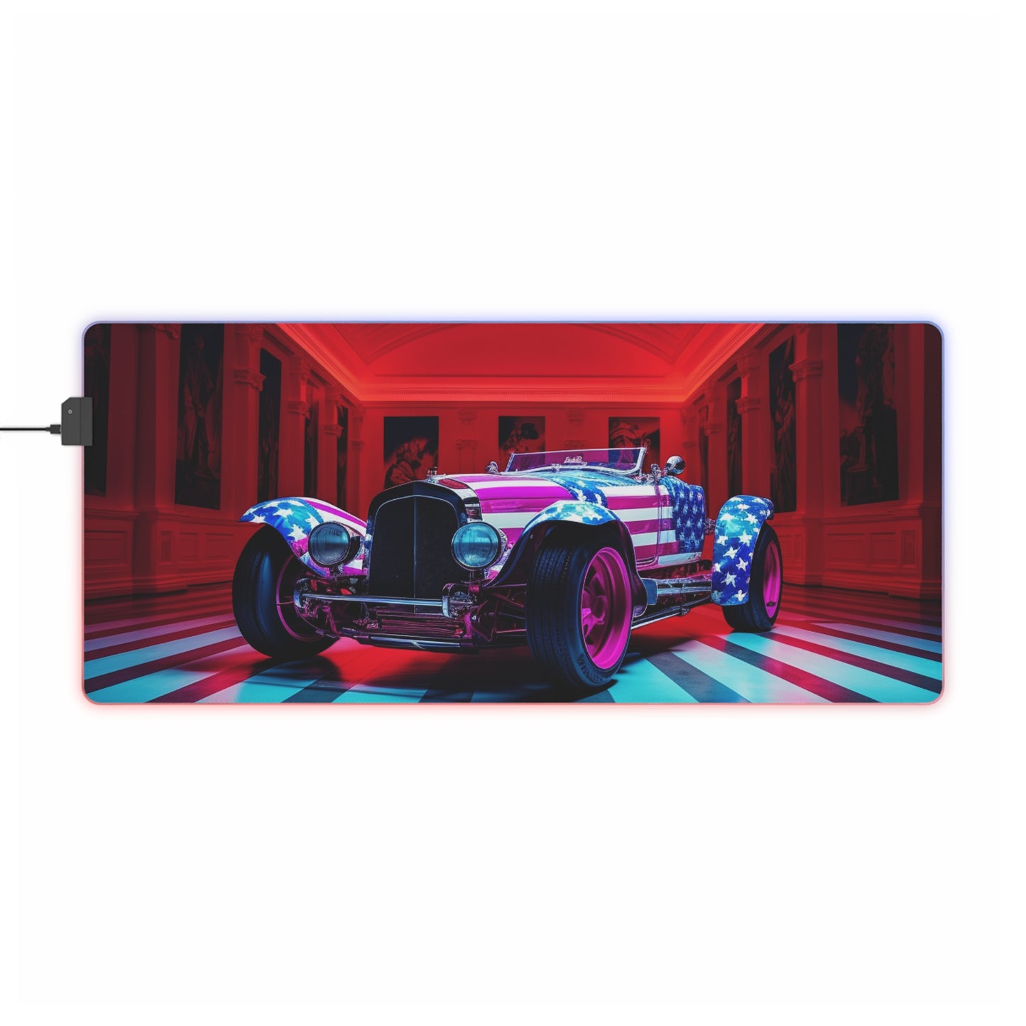 LED Gaming Mouse Pad Macro Bugatti American Flag 3