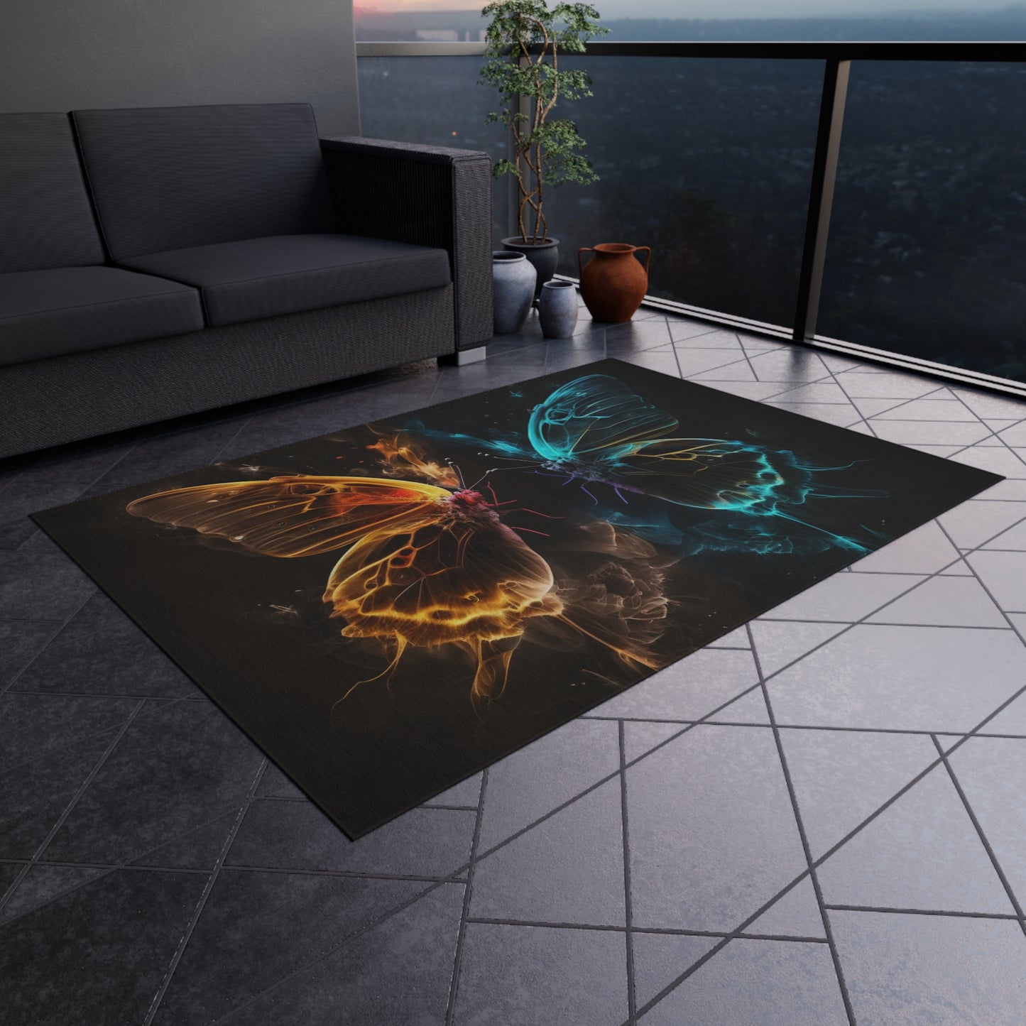 Outdoor Rug  Kiss Neon Butterfly 7