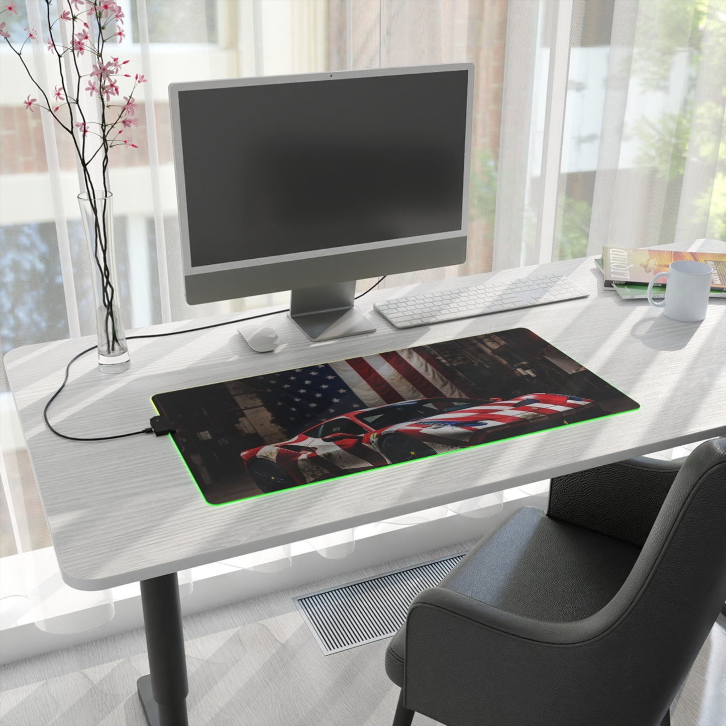 LED Gaming Mouse Pad American Flag Farrari 2