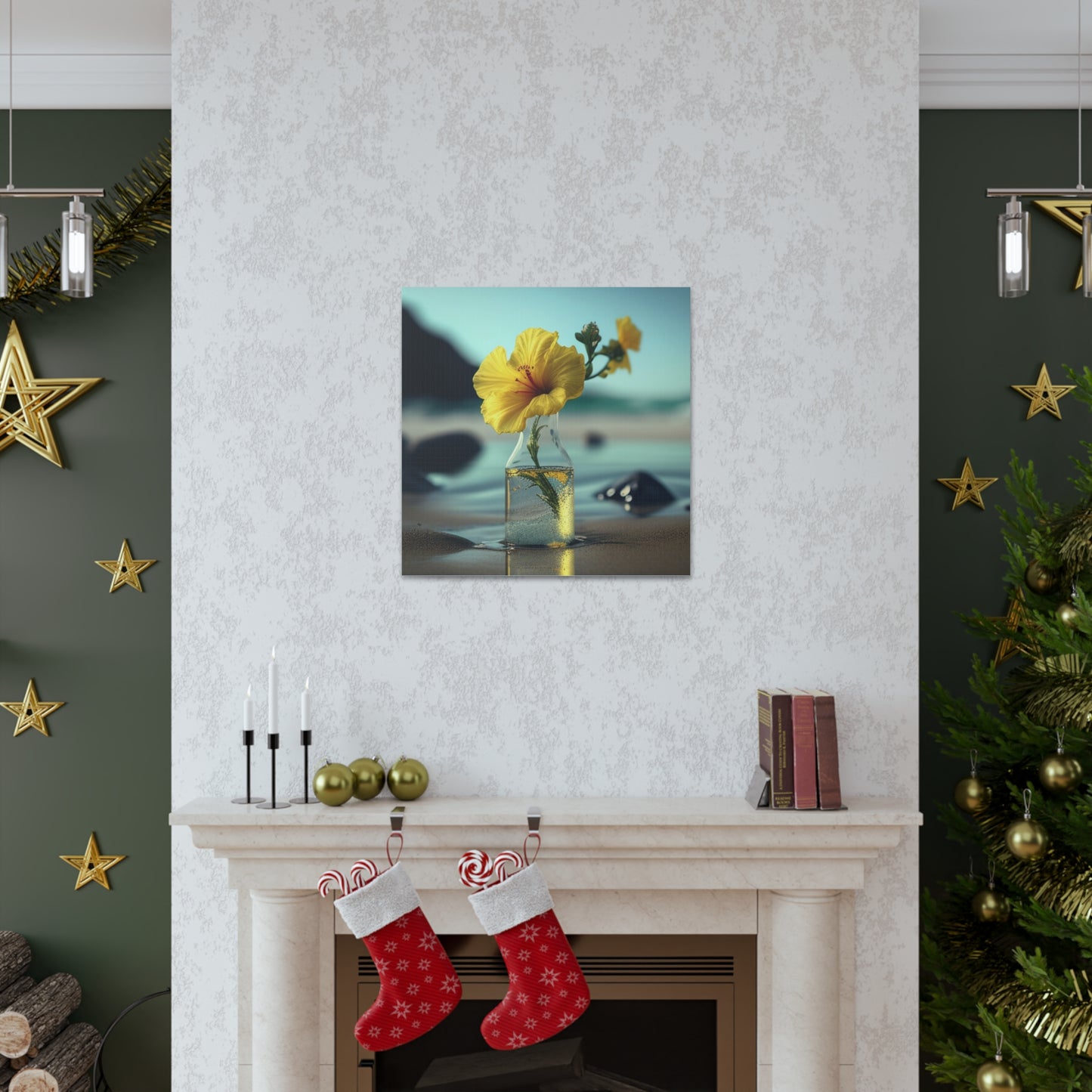 Canvas Gallery Wraps Yellow Hibiscus glass 3