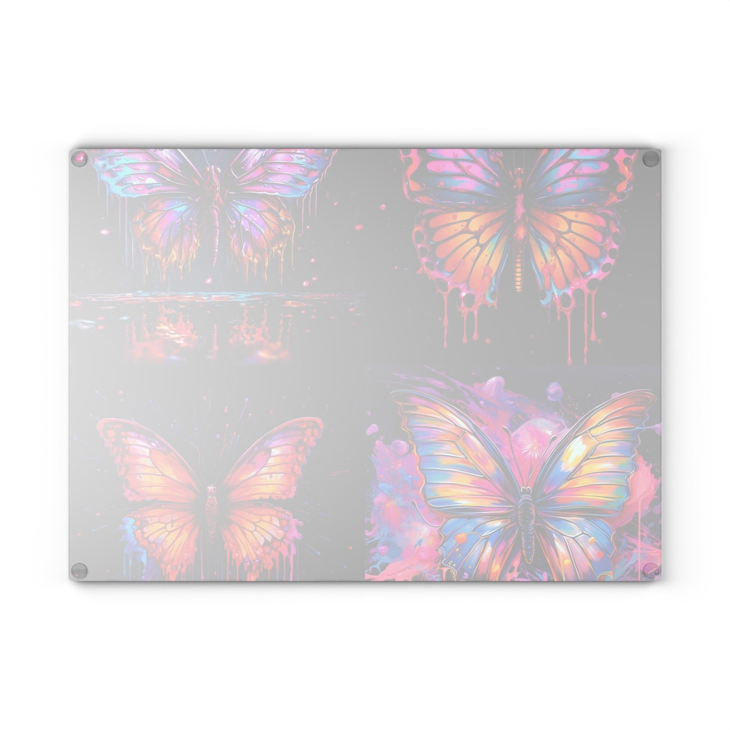 Glass Cutting Board Pink Butterfly Flair 5