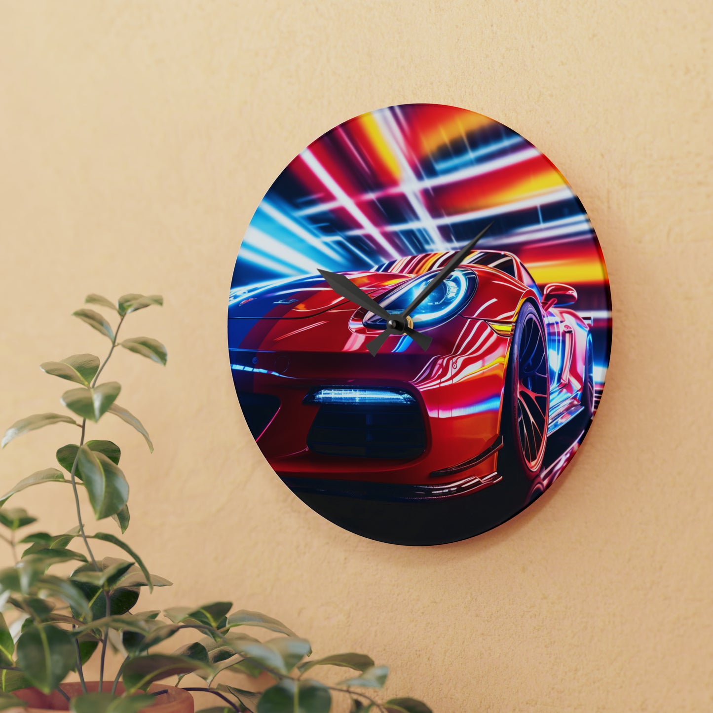 Acrylic Wall Clock Macro Flag Ferrari 1