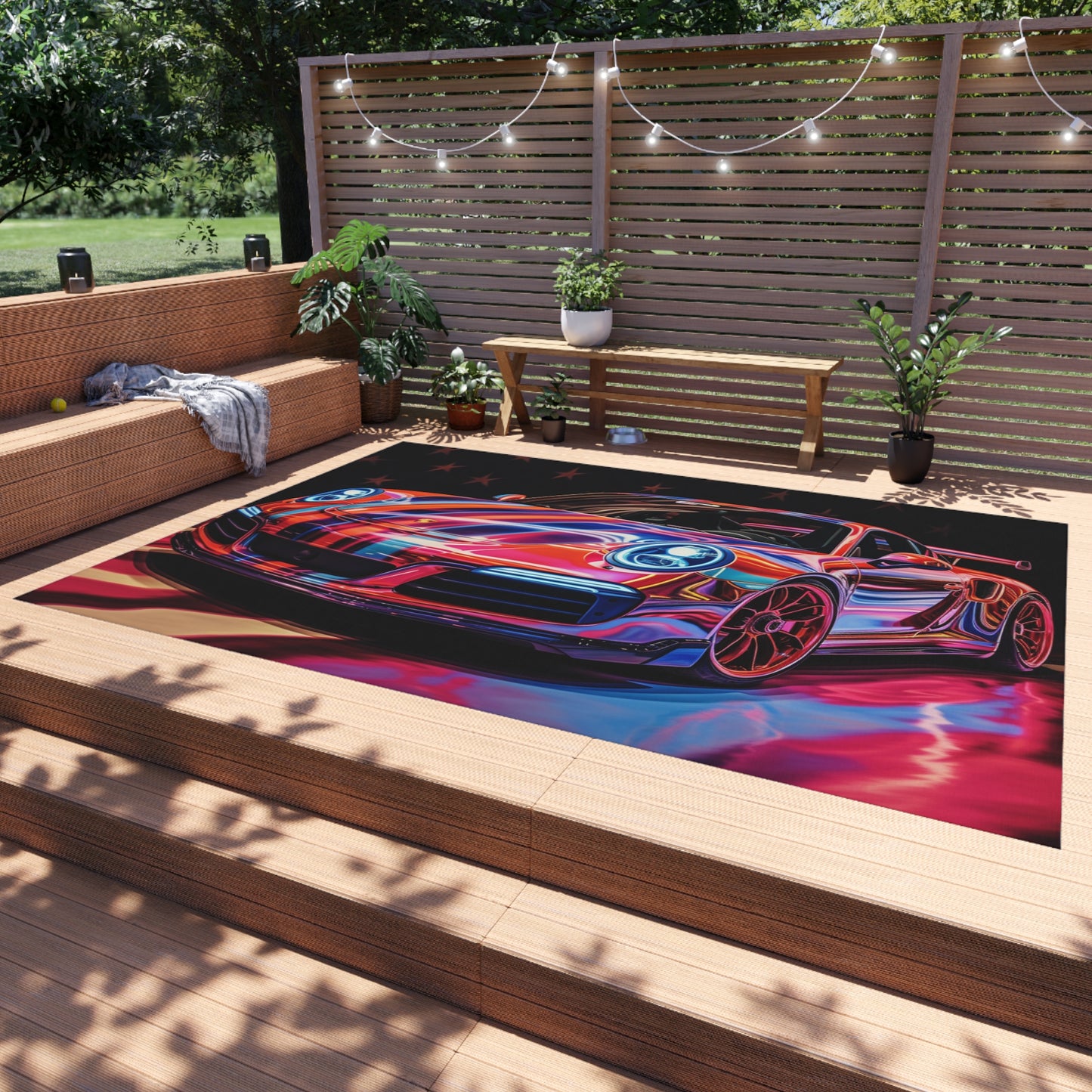 Outdoor Rug  Macro American Flag Porsche 4