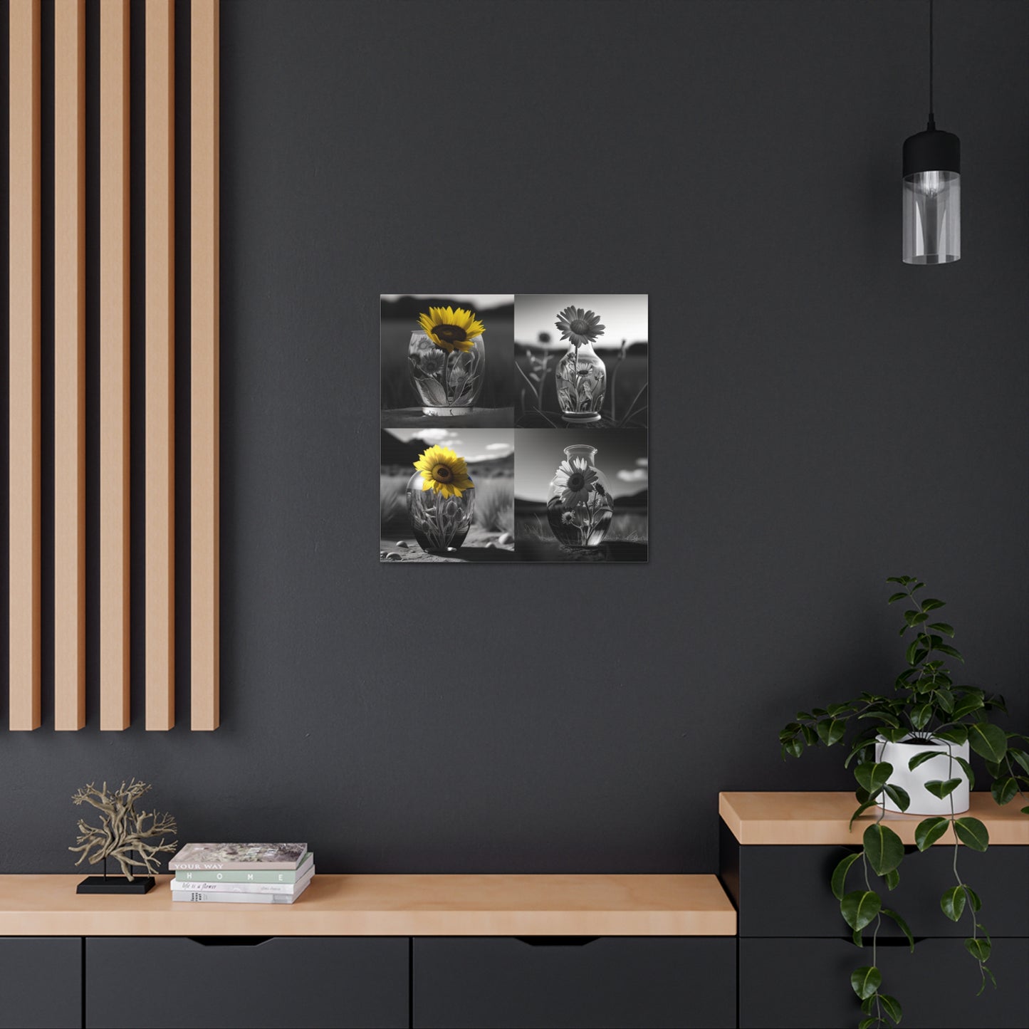 Canvas Gallery Wraps Yellw Sunflower in a vase 5