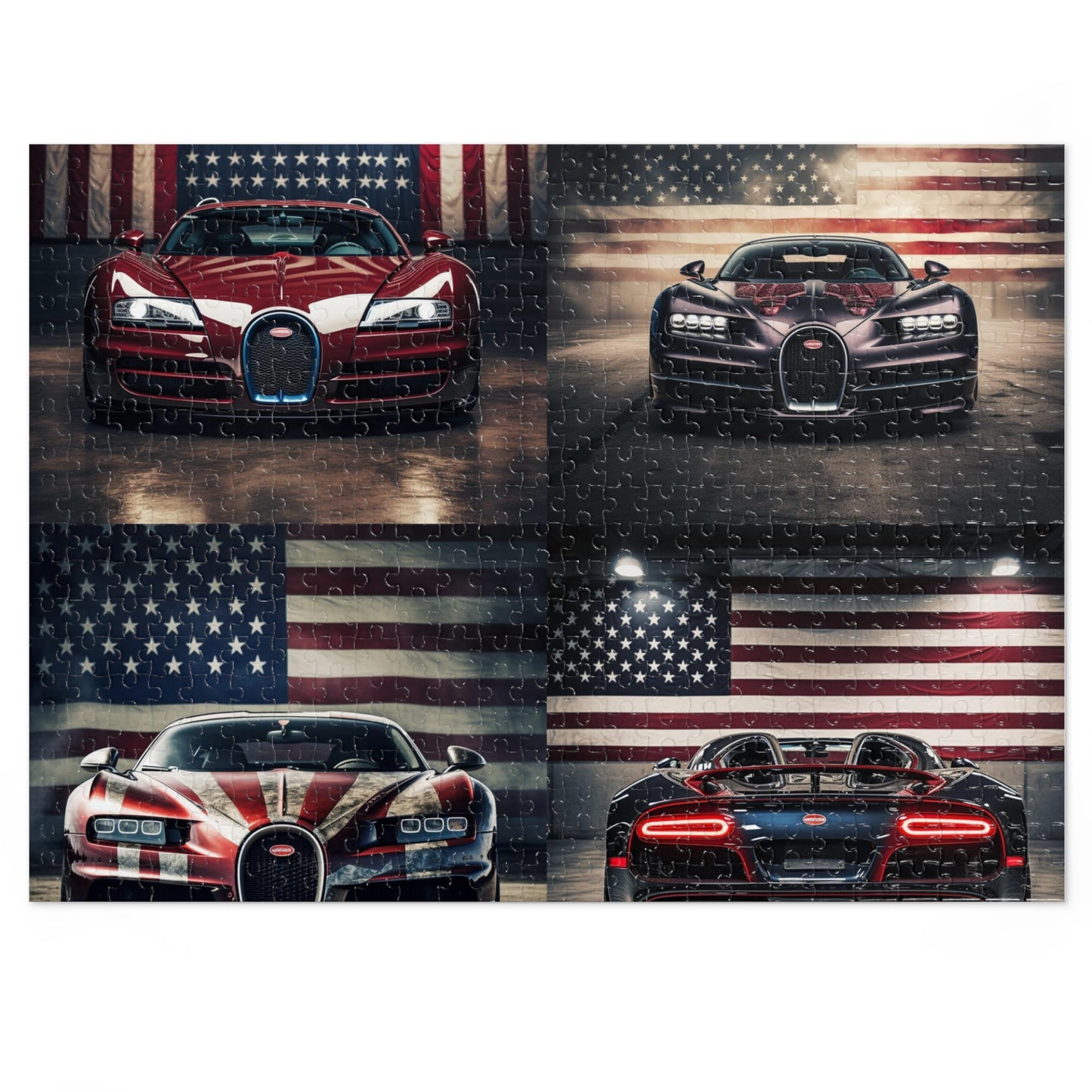 Jigsaw Puzzle (30, 110, 252, 500,1000-Piece) American Flag Background Bugatti 5