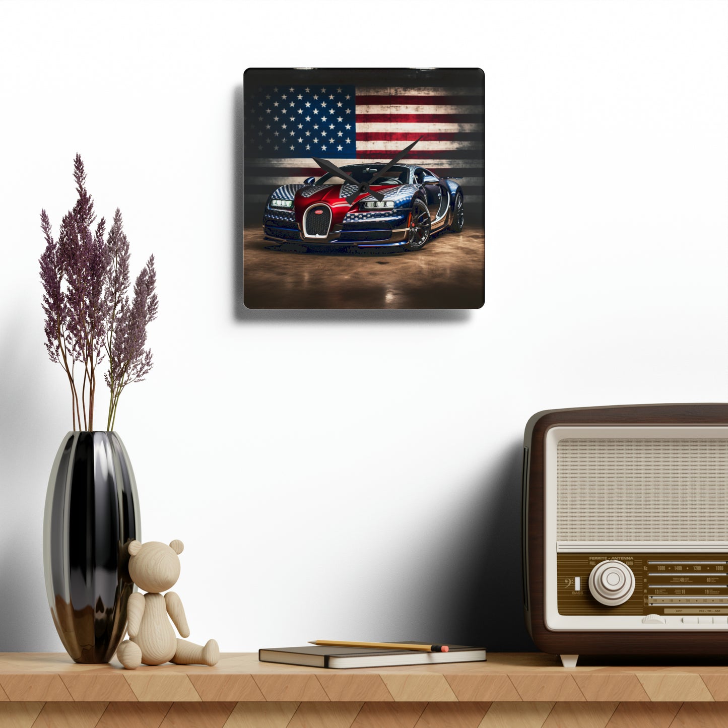 Acrylic Wall Clock Bugatti American Flag 1