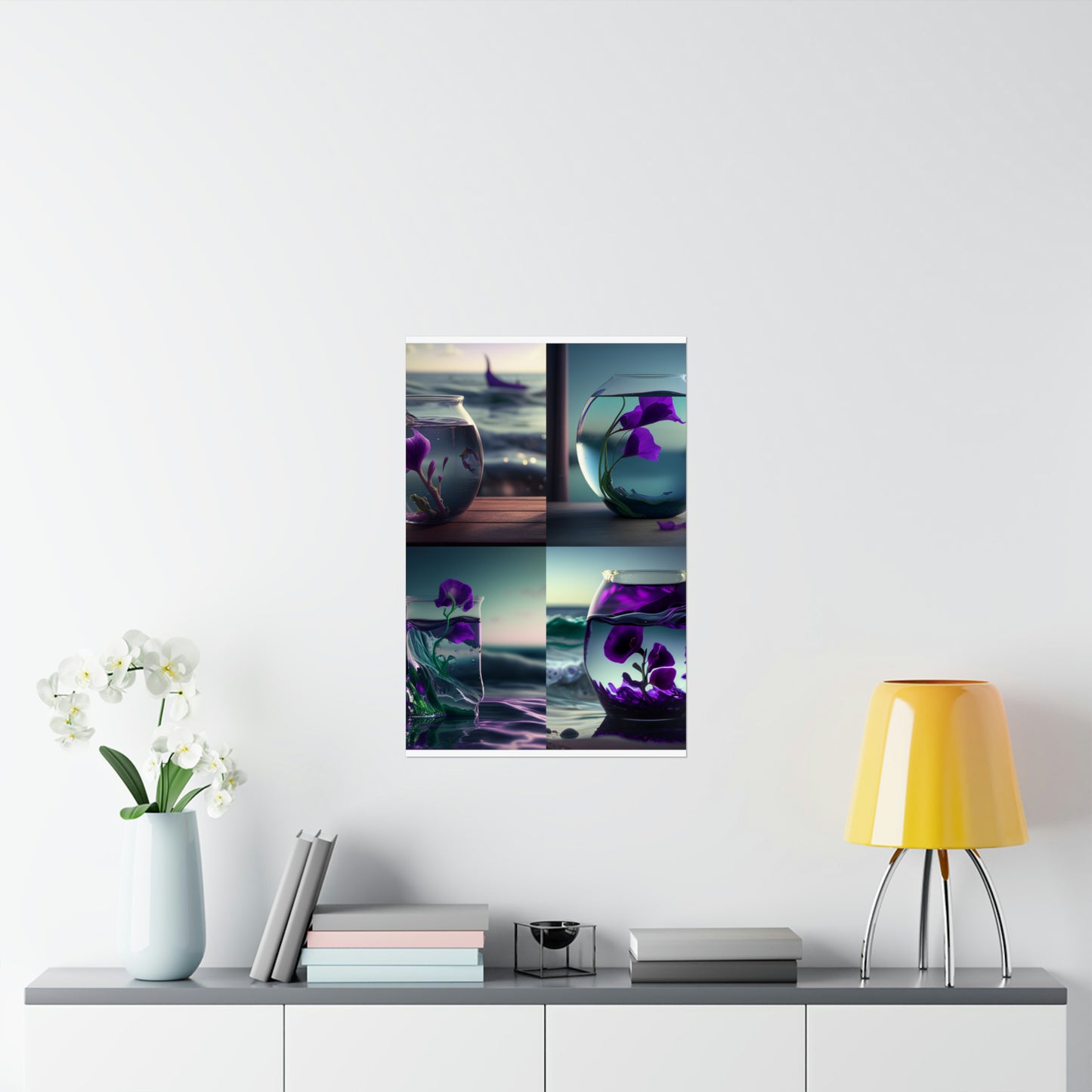 Premium Matte Vertical Posters Purple Sweet pea in a vase 5