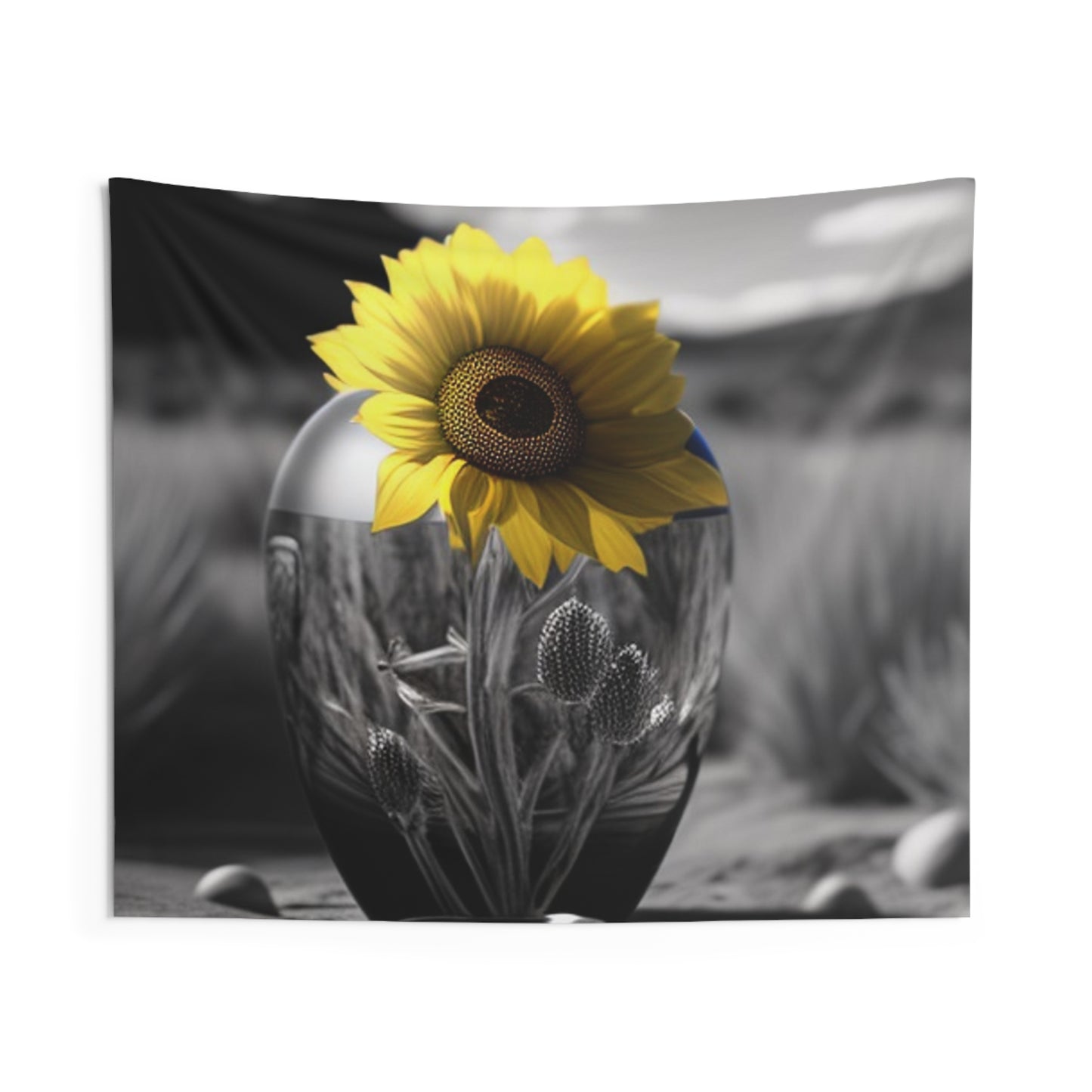 Indoor Wall Tapestries Yellw Sunflower in a vase 3