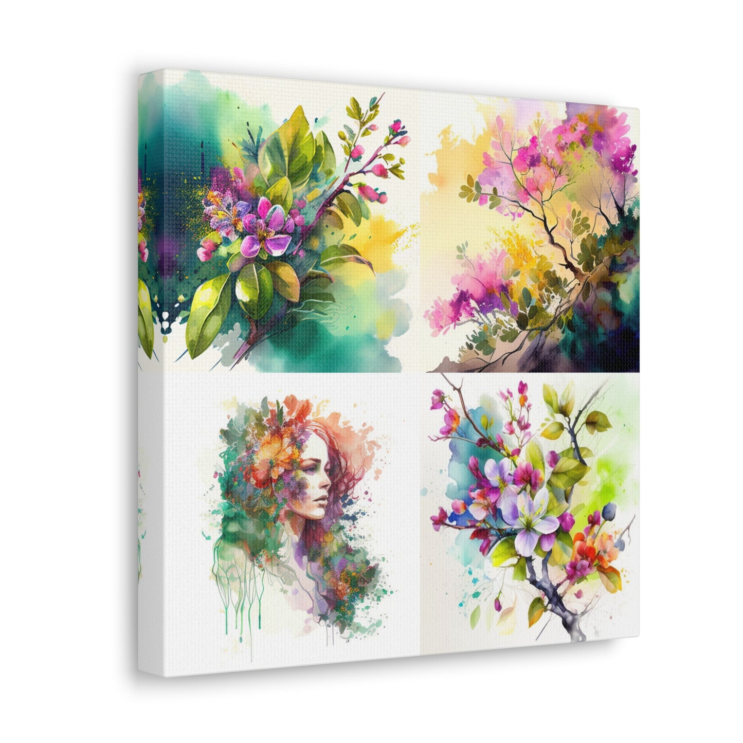 Canvas Gallery Wraps Mother Nature Bright Spring Colors Realistic Watercolor 5