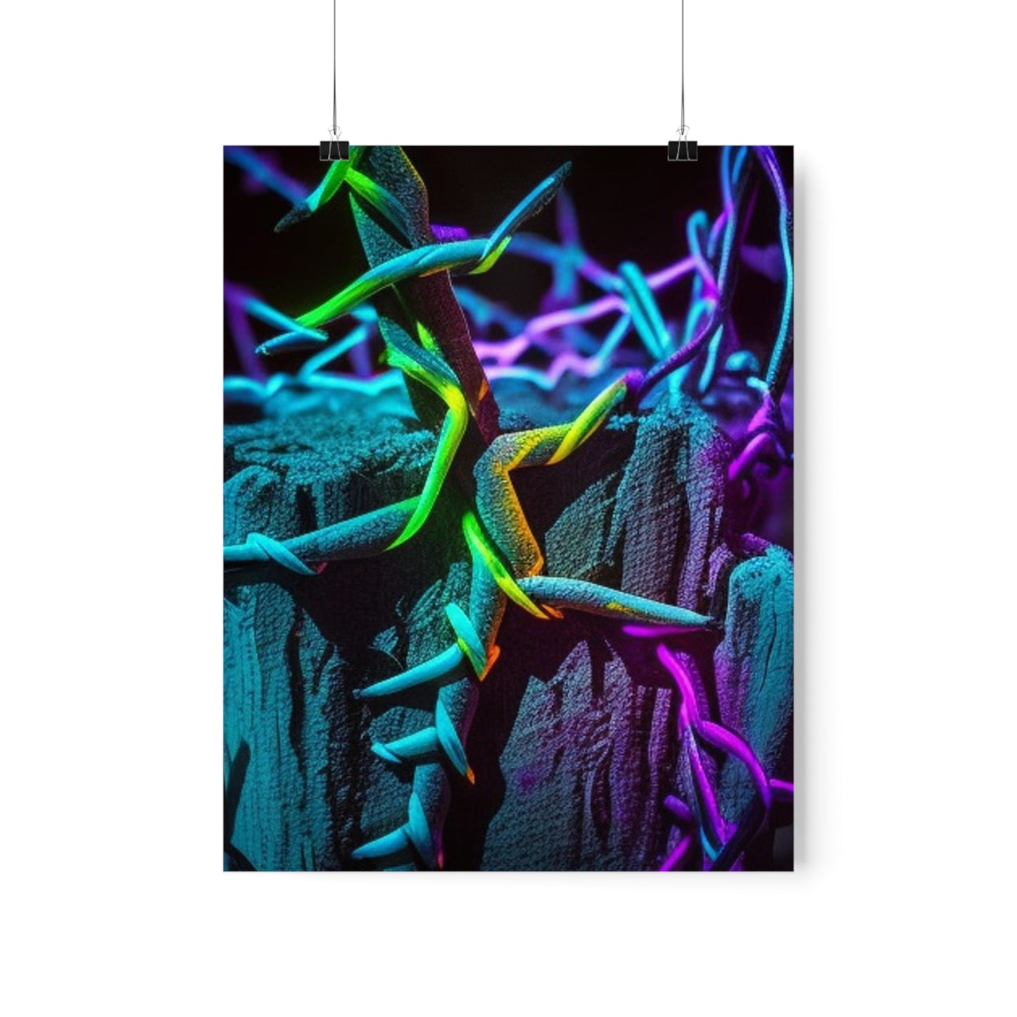 Premium Matte Vertical Posters Macro Neon Barbs 3