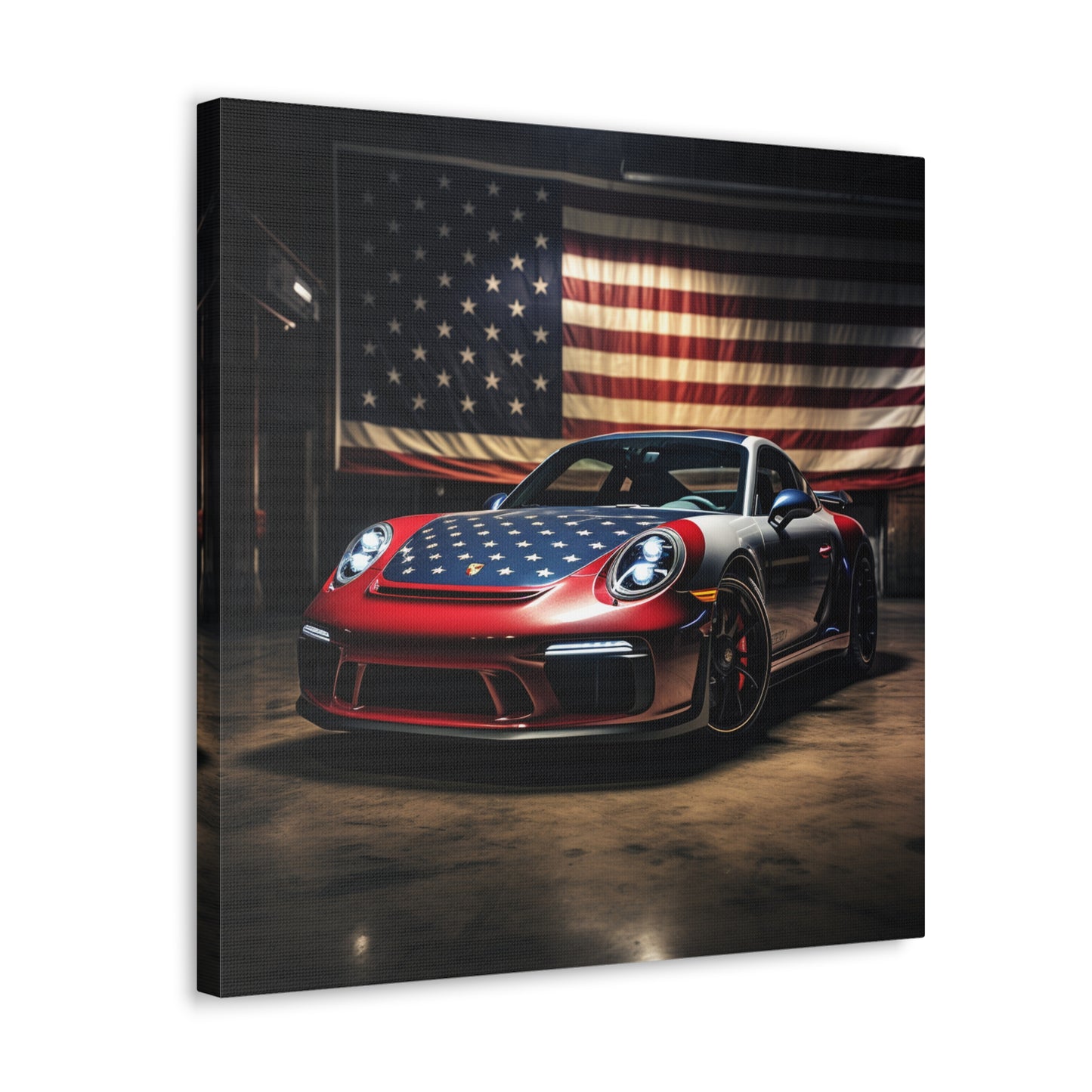 Canvas Gallery Wraps American Flag Background Porsche 1