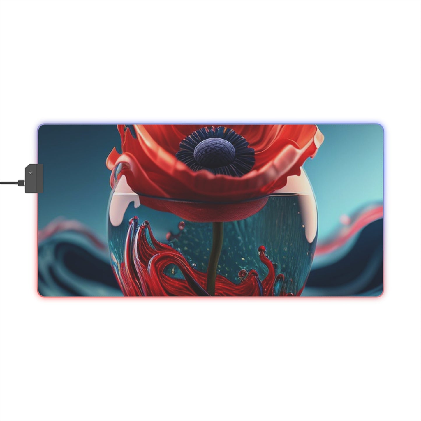 LED Gaming Mouse Pad Red Anemone in a Vase 2