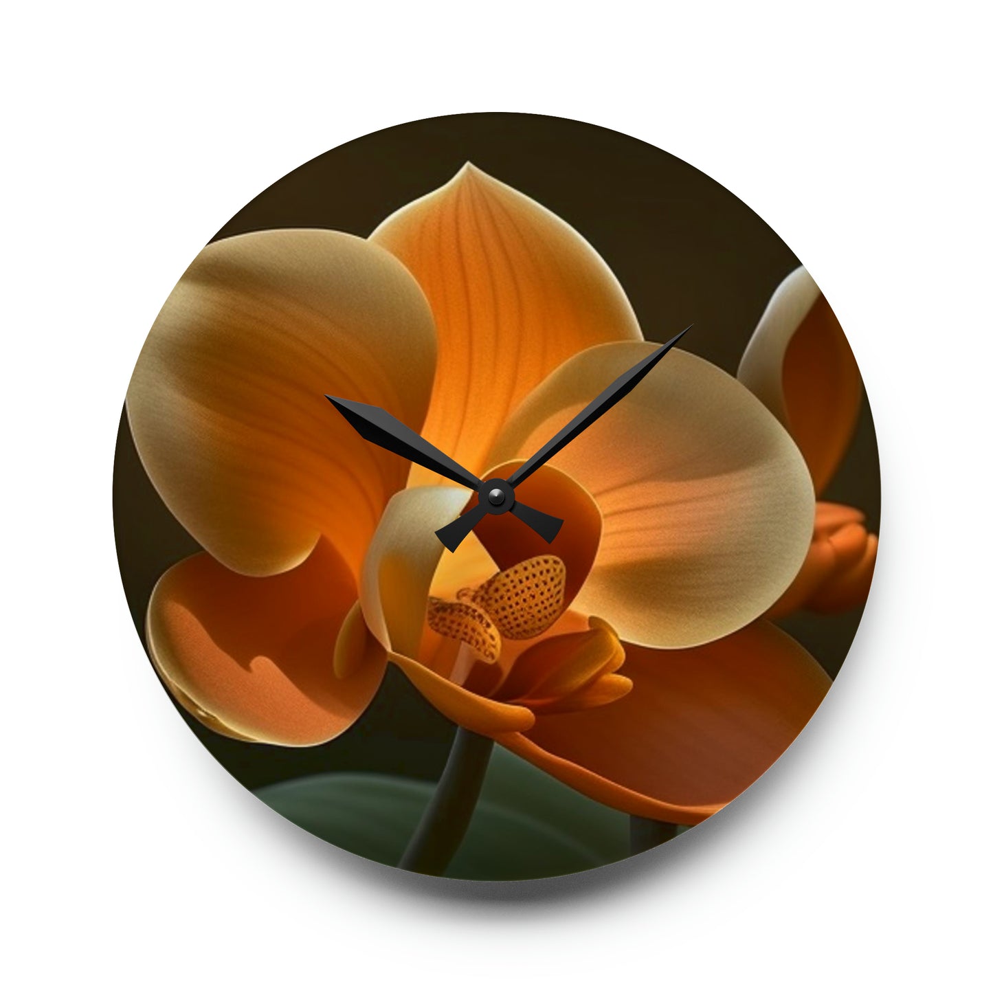 Acrylic Wall Clock Orange Orchid 4