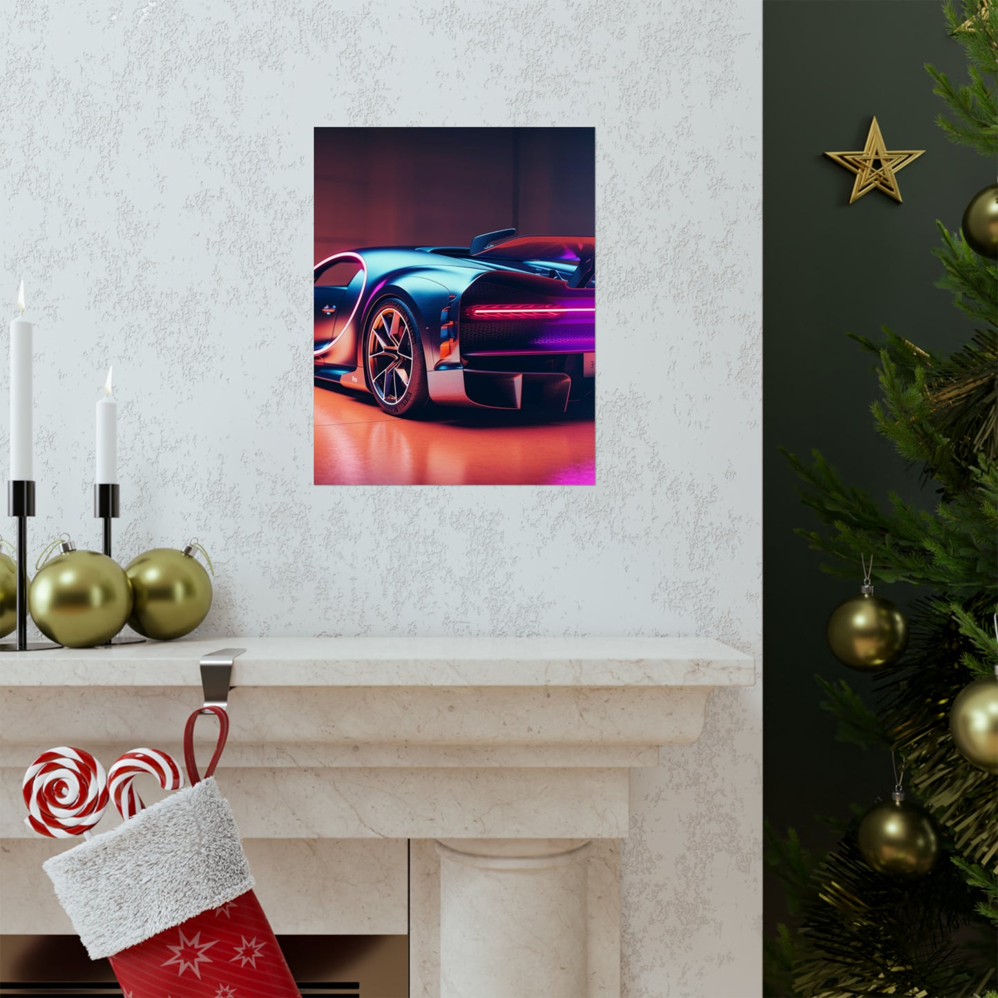 Premium Matte Vertical Posters Hyper Bugatti Neon Chiron 2