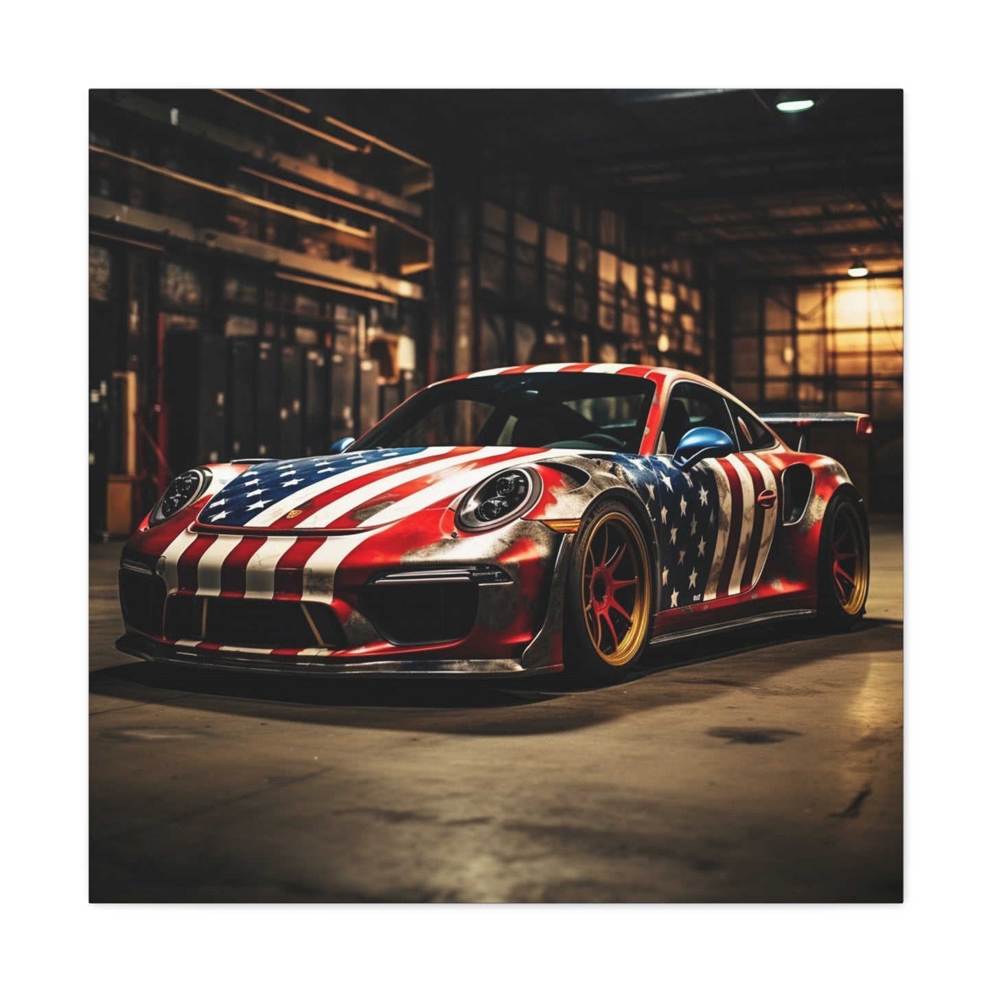 Canvas Gallery Wraps American Flag Porsche 4