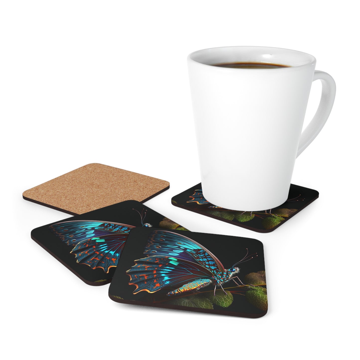 Corkwood Coaster Set Hue Neon Butterfly 2