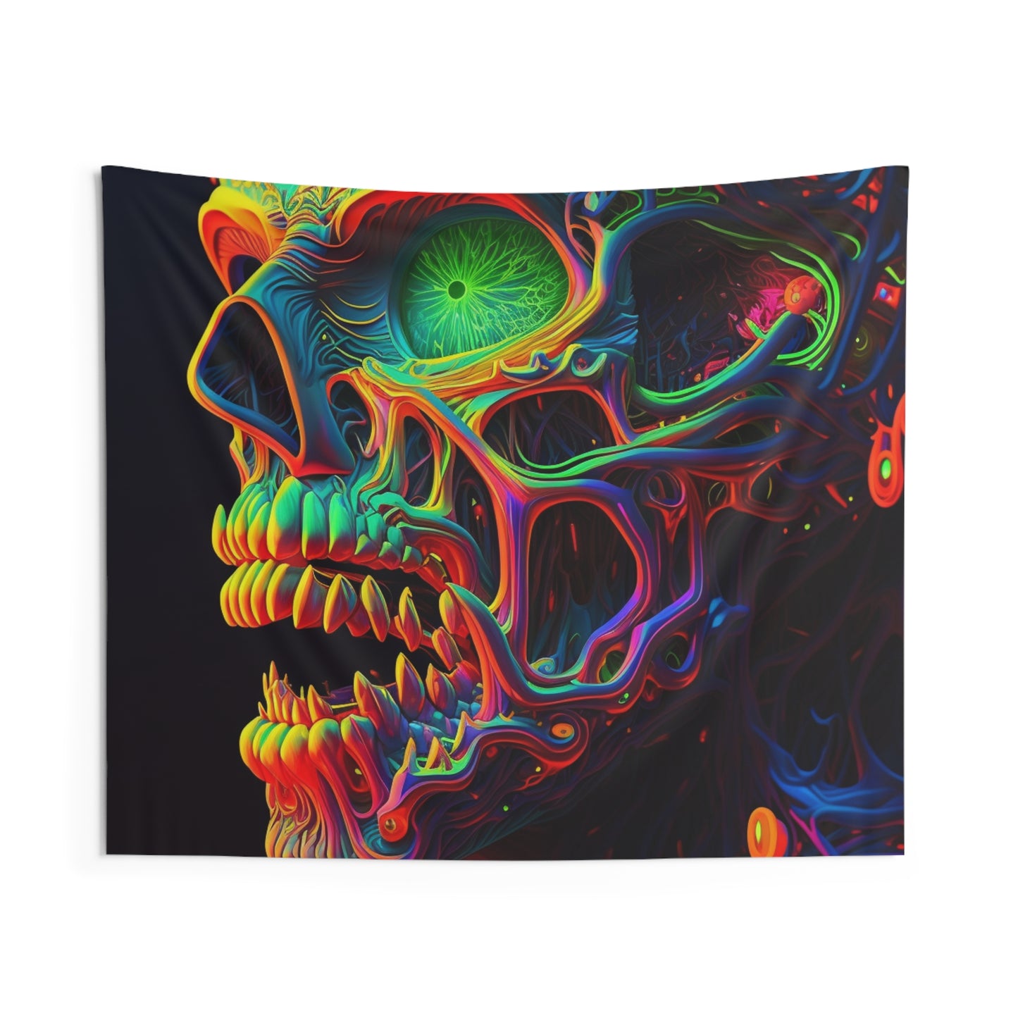 Indoor Wall Tapestries Florescent Skull Death 1