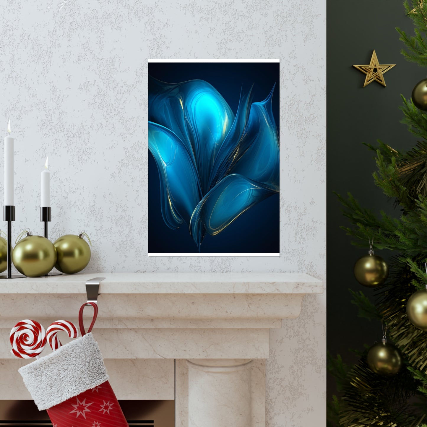 Premium Matte Vertical Posters Abstract Blue Tulip 2