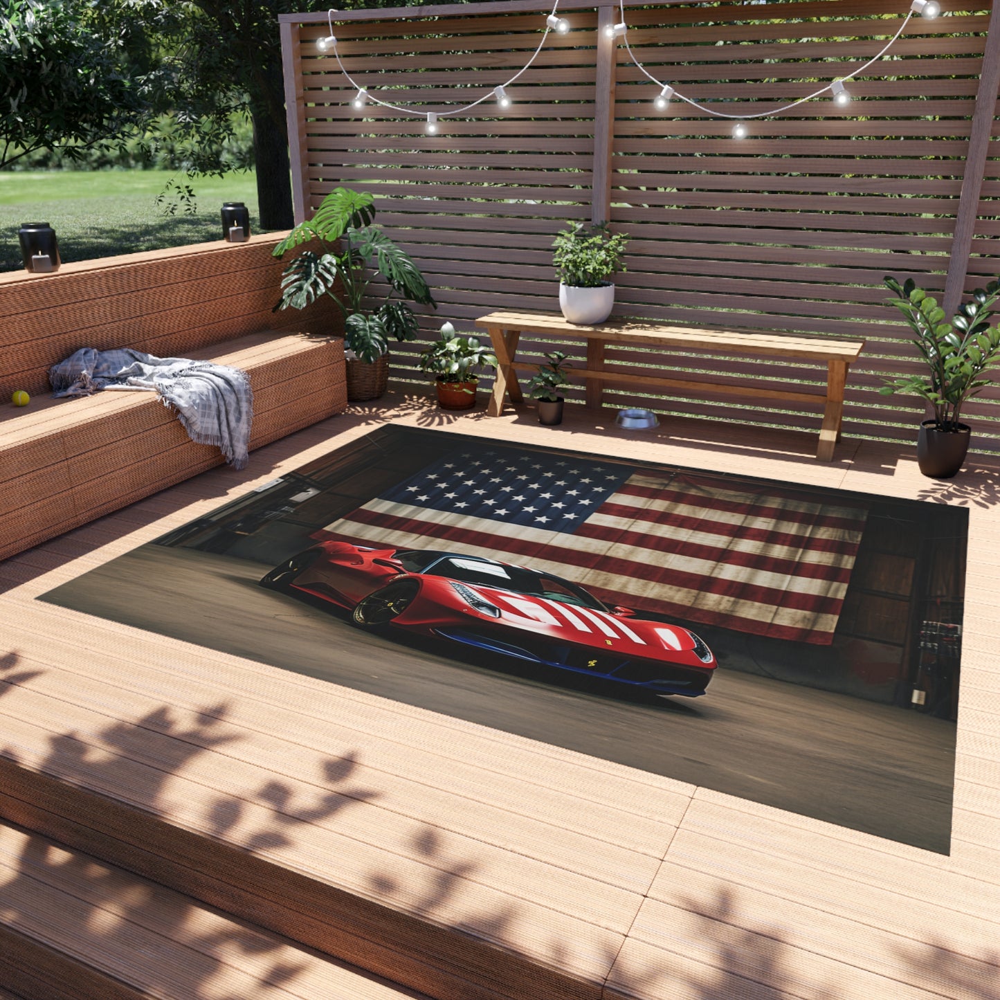 Outdoor Rug  American Flag Farrari 4