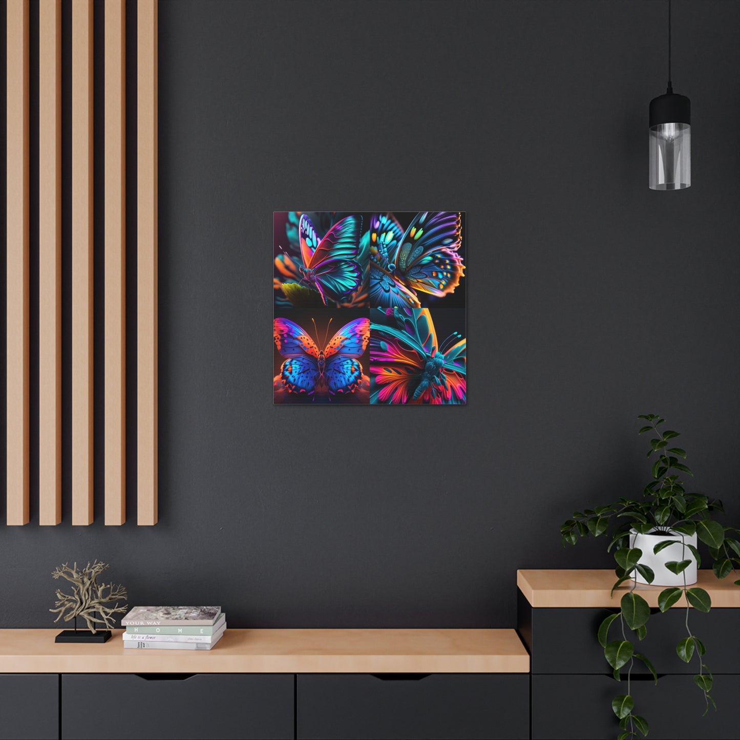Canvas Gallery Wraps Neon Butterfly Macro 5