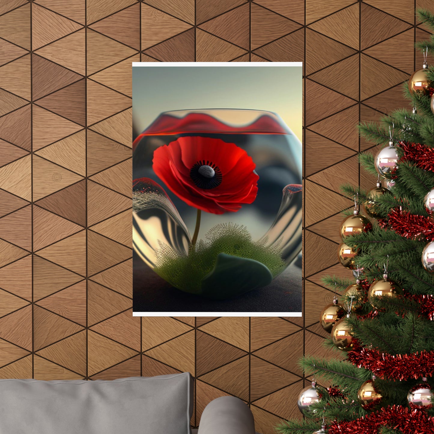 Premium Matte Vertical Posters Red Anemone in a Vase 3