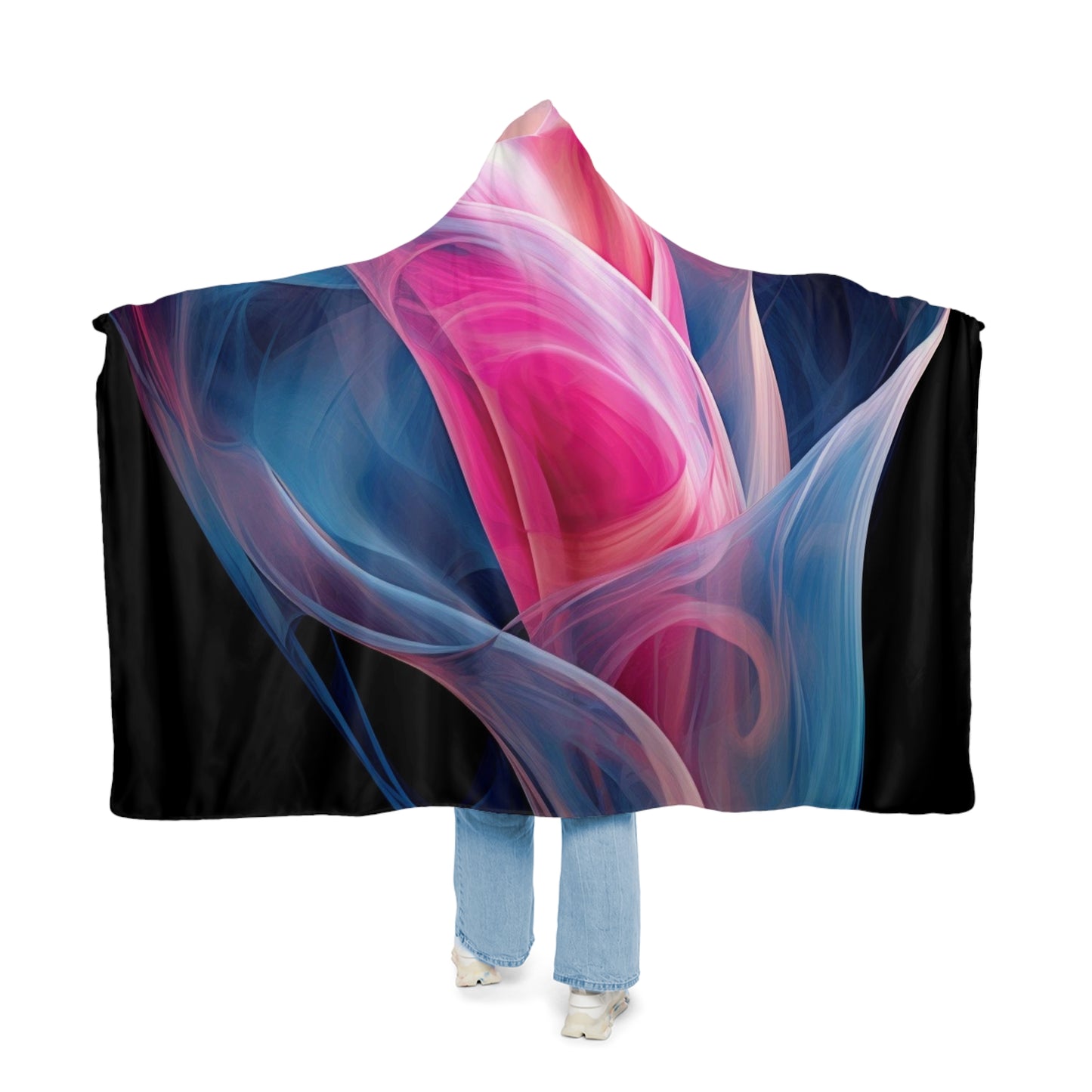 Snuggle Hooded Blanket Pink & Blue Tulip Rose 3