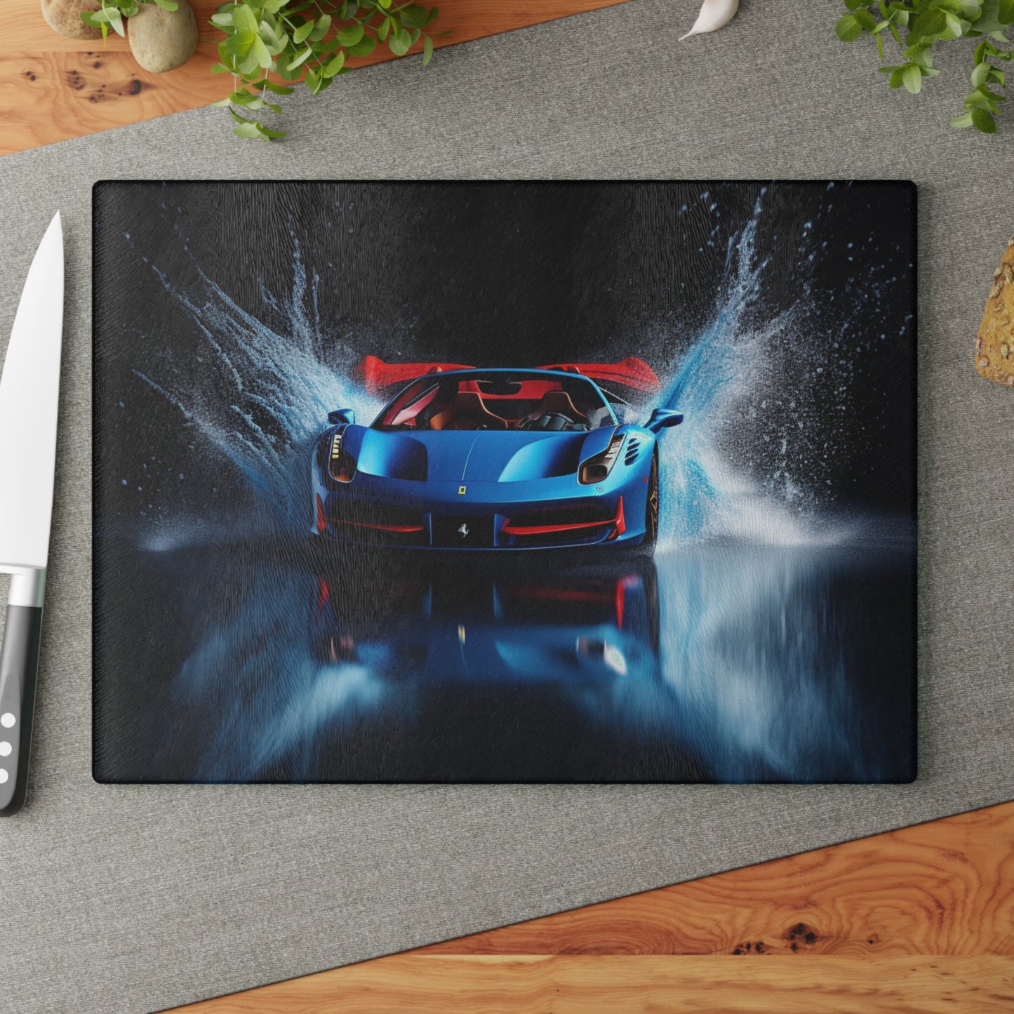 Glass Cutting Board Ferrari Water Splash 1