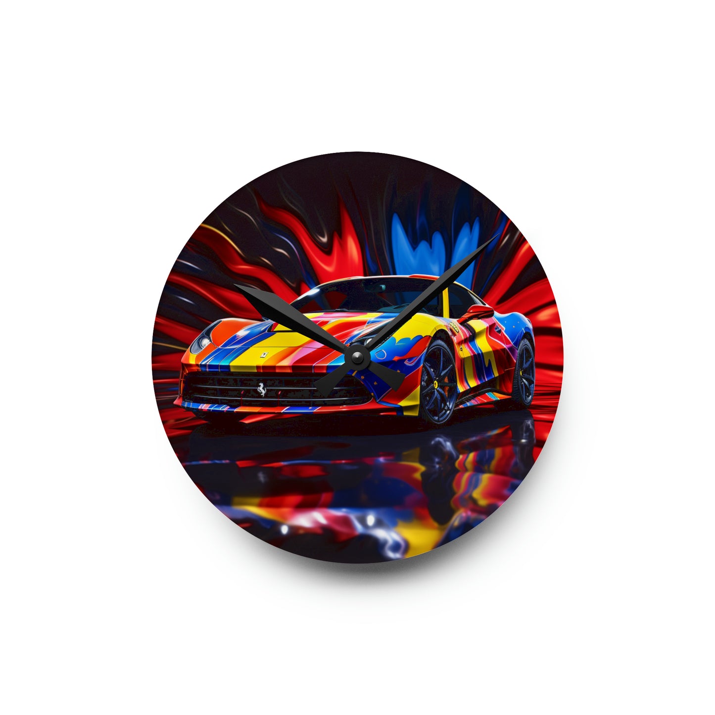 Acrylic Wall Clock Hyper Colorfull Ferrari 1