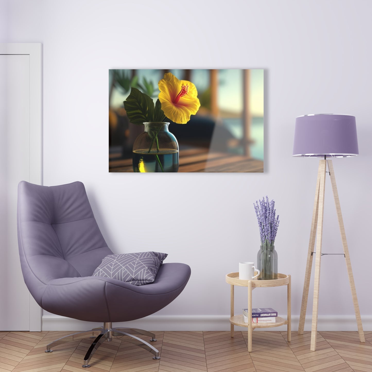 Acrylic Prints Yellow Hibiscus Wood 2