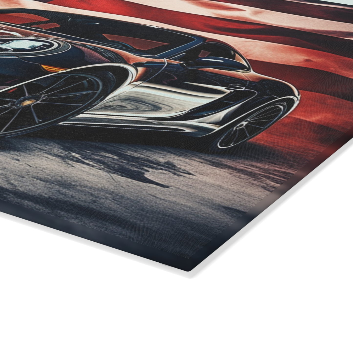 Glass Cutting Board Abstract American Flag Background Porsche 2