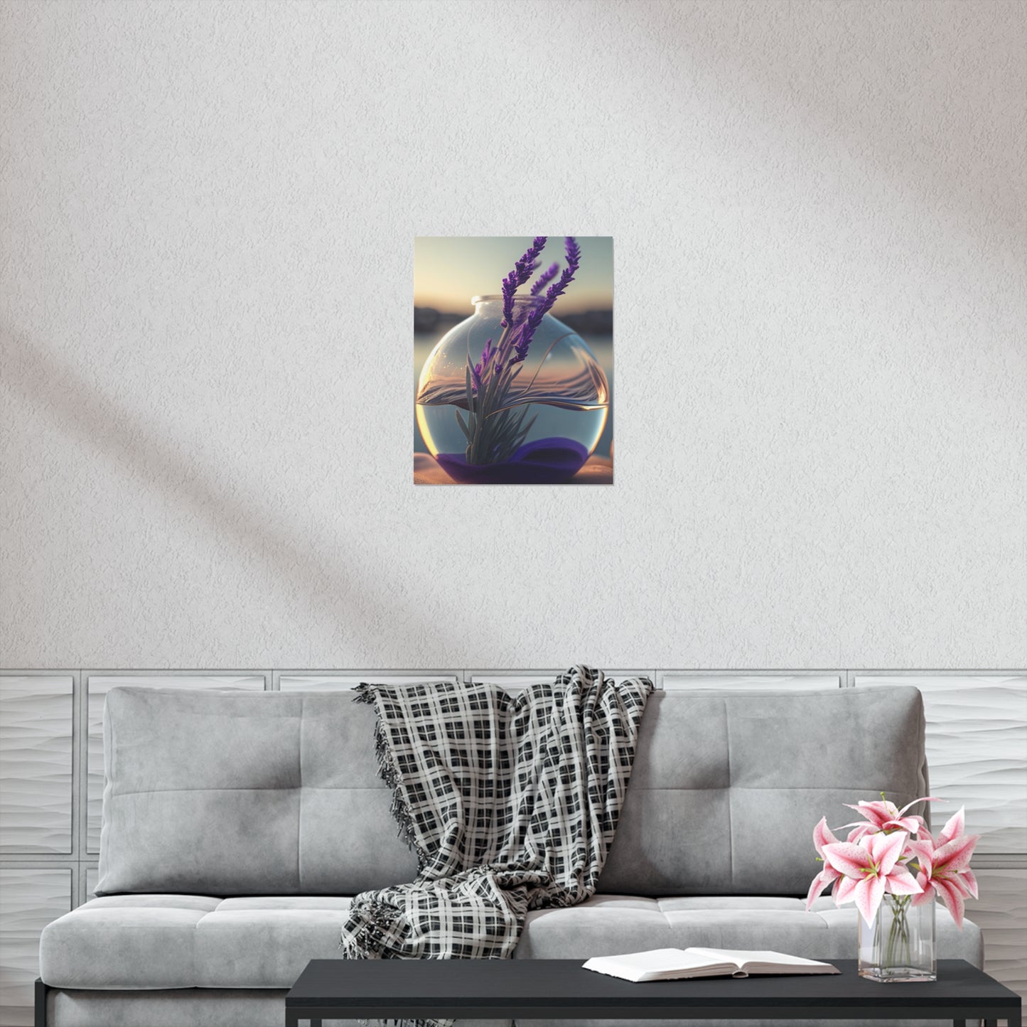 Premium Matte Vertical Posters Lavender in a vase 3