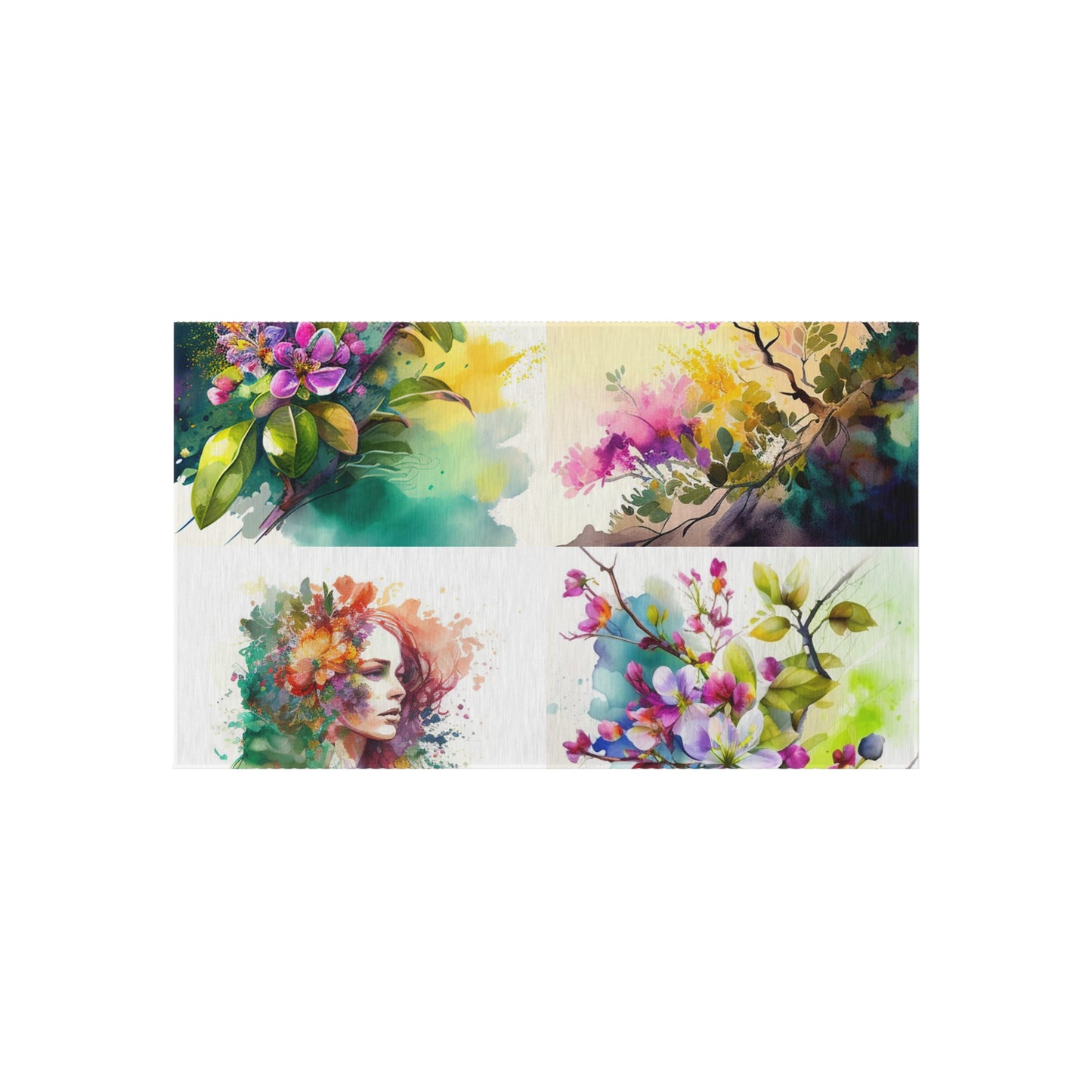 Outdoor Rug  Mother Nature Bright Spring Colors Realistic Watercolor 5