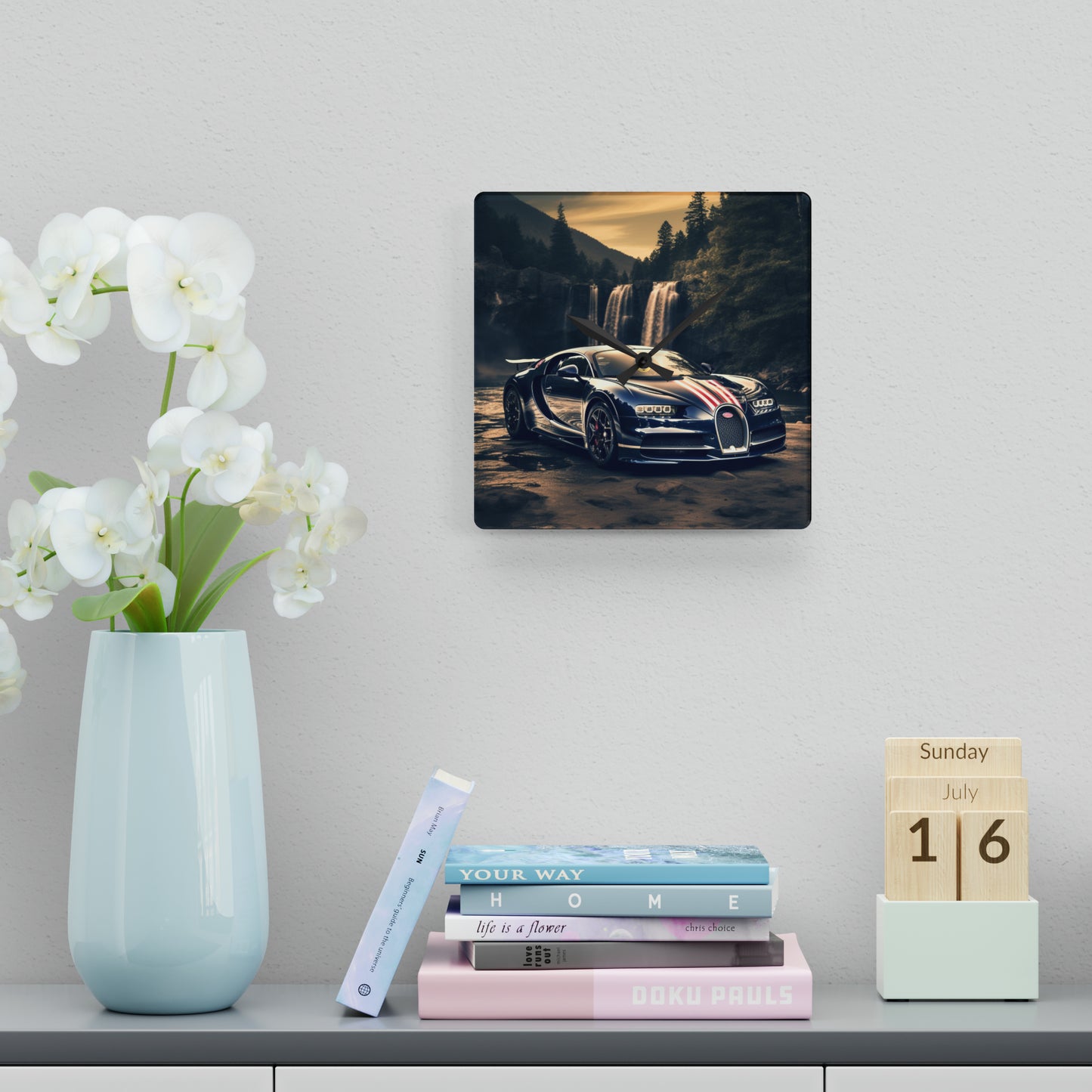 Acrylic Wall Clock Bugatti Waterfall 2