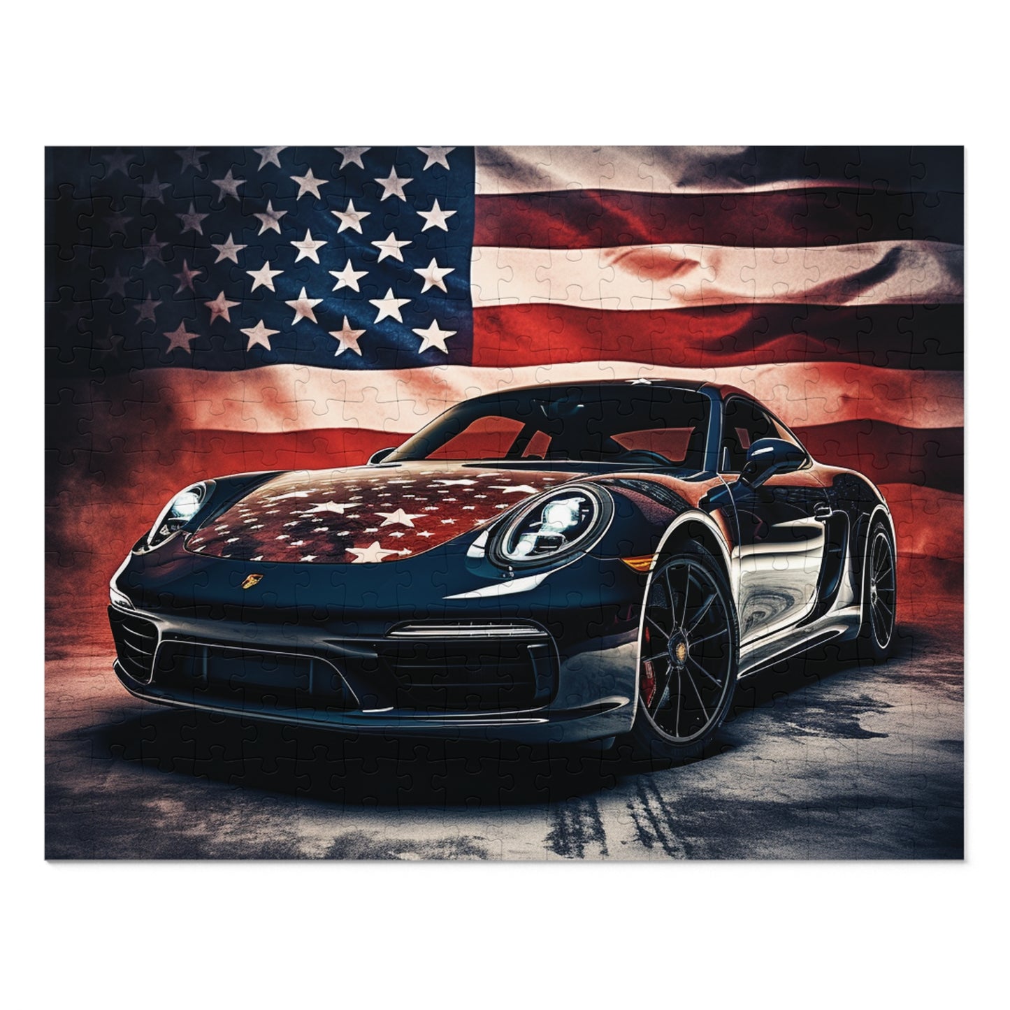 Jigsaw Puzzle (30, 110, 252, 500,1000-Piece) Abstract American Flag Background Porsche 2