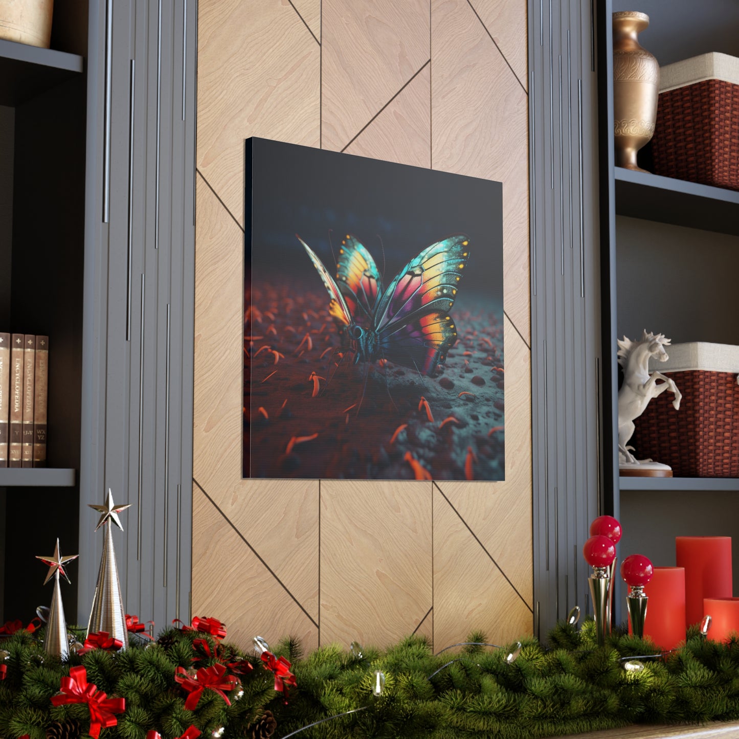 Canvas Gallery Wraps Hyper Colorful Butterfly Macro 1