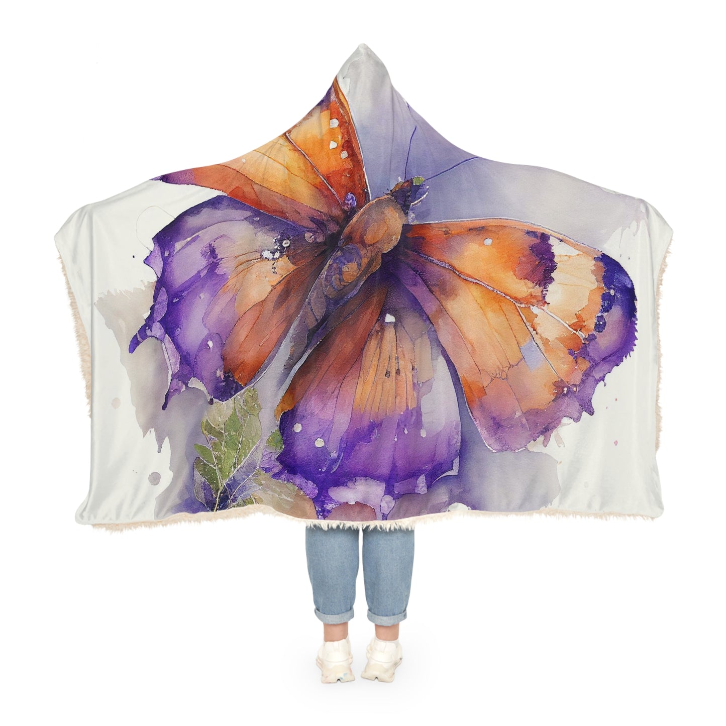 Snuggle Hooded Blanket MerlinRose Watercolor Butterfly 2