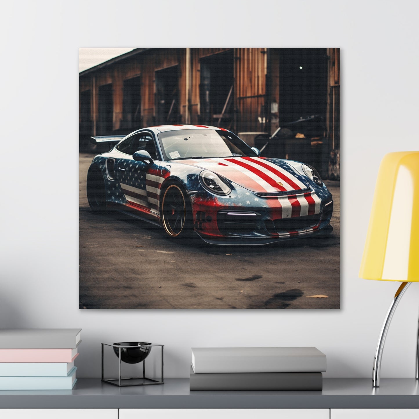 Canvas Gallery Wraps American Flag Porsche 3