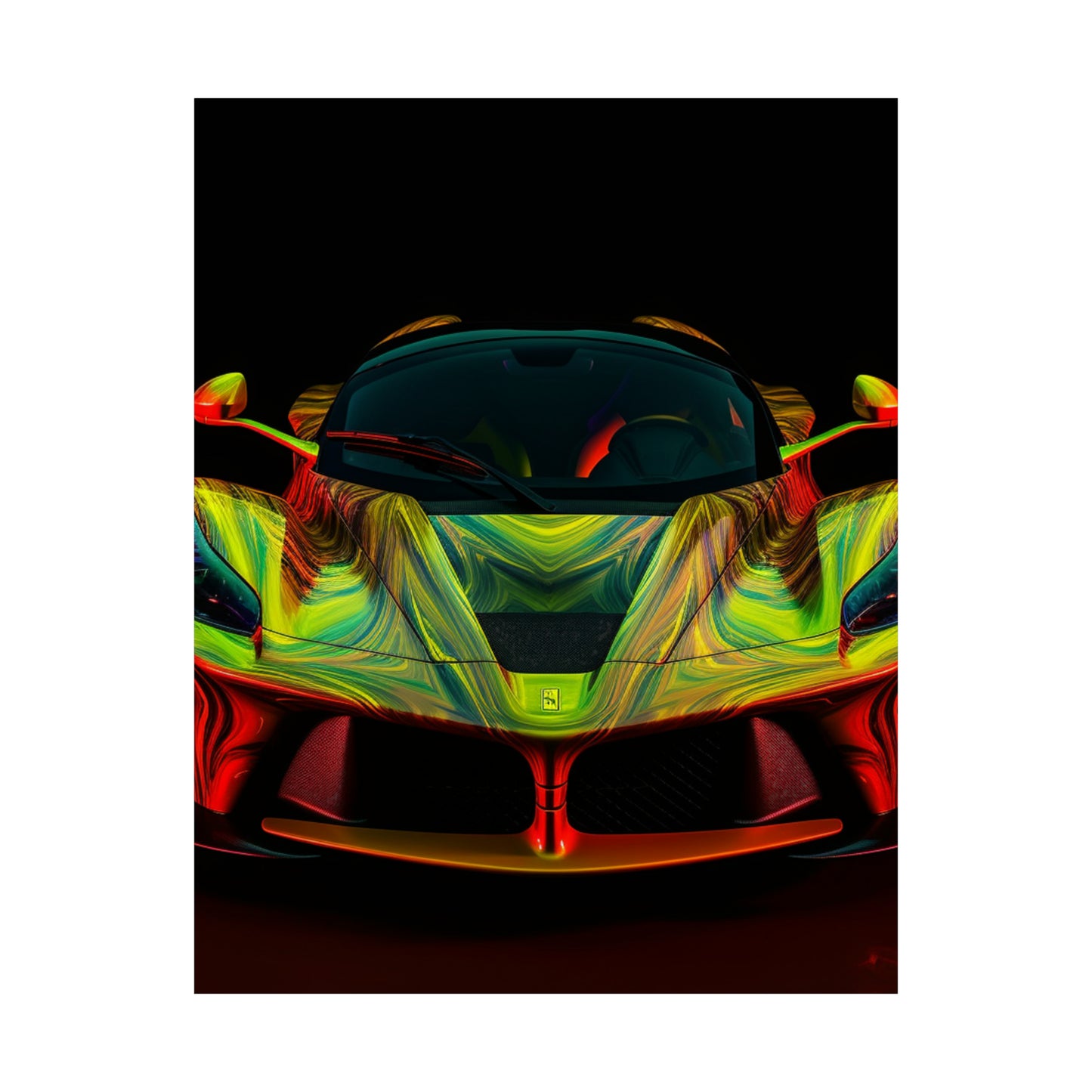 Premium Matte Vertical Posters Ferrari Neon 1