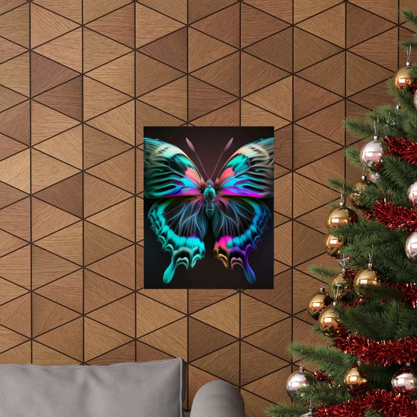 Premium Matte Vertical Posters Neon Butterfly Fusion 3