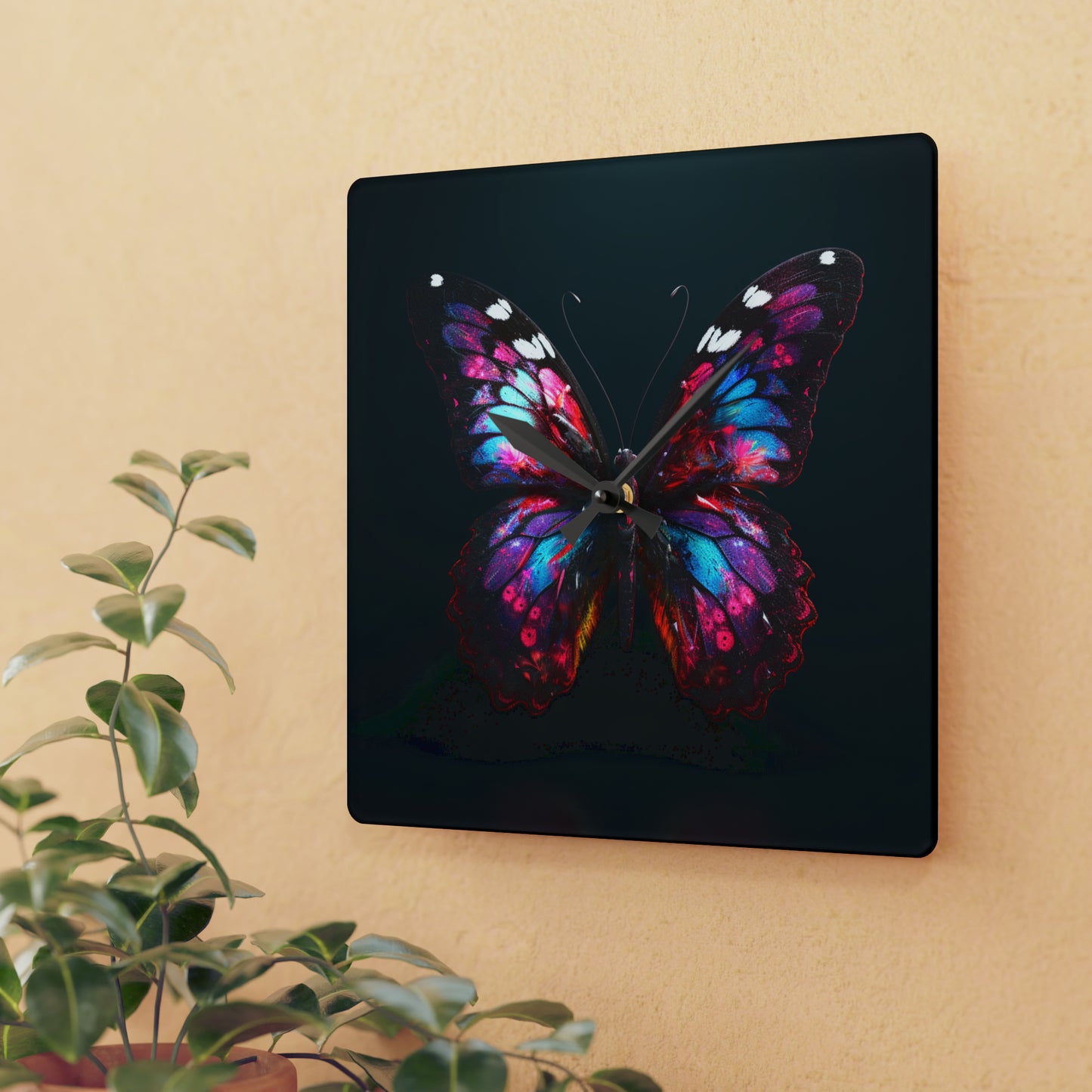 Acrylic Wall Clock Hyper Butterfly Real