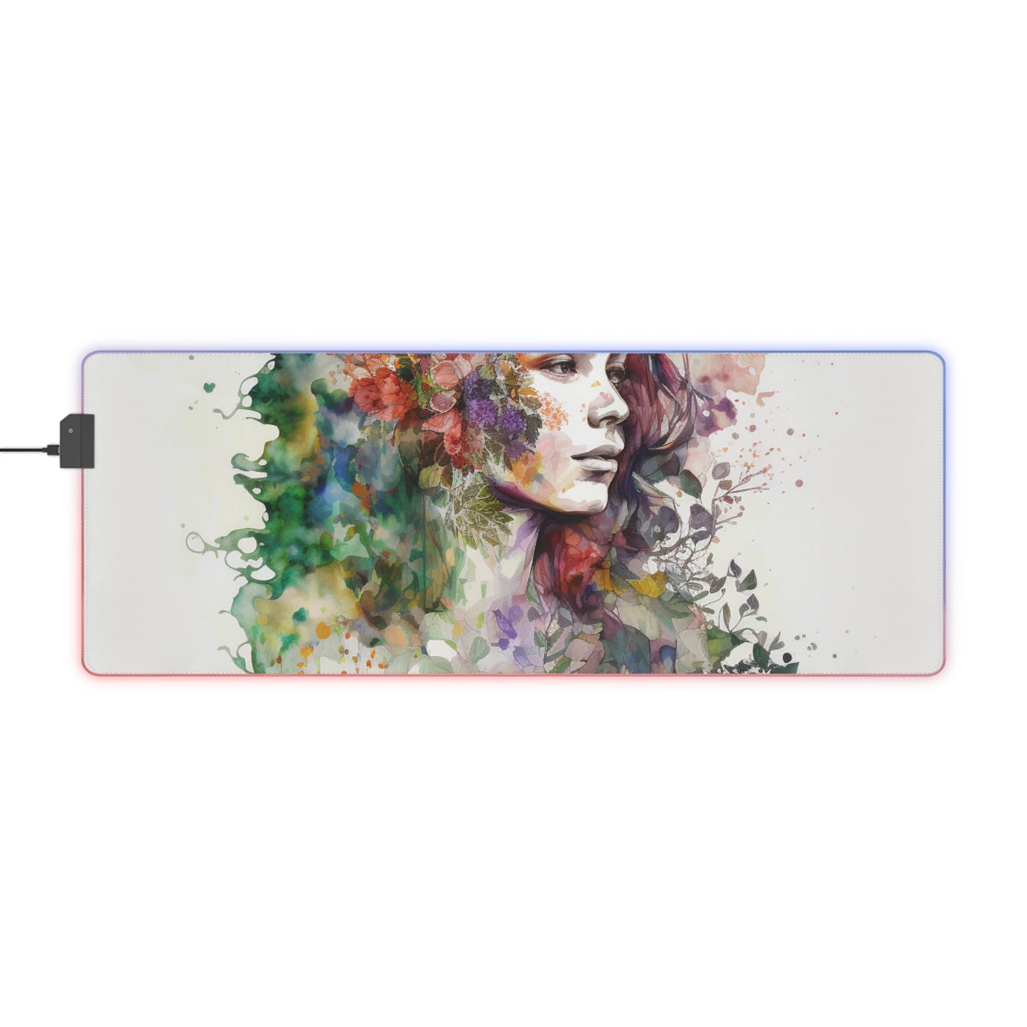 LED Gaming Mouse Pad Mother Nature Bright Spring Colors Realistic Watercolor 3