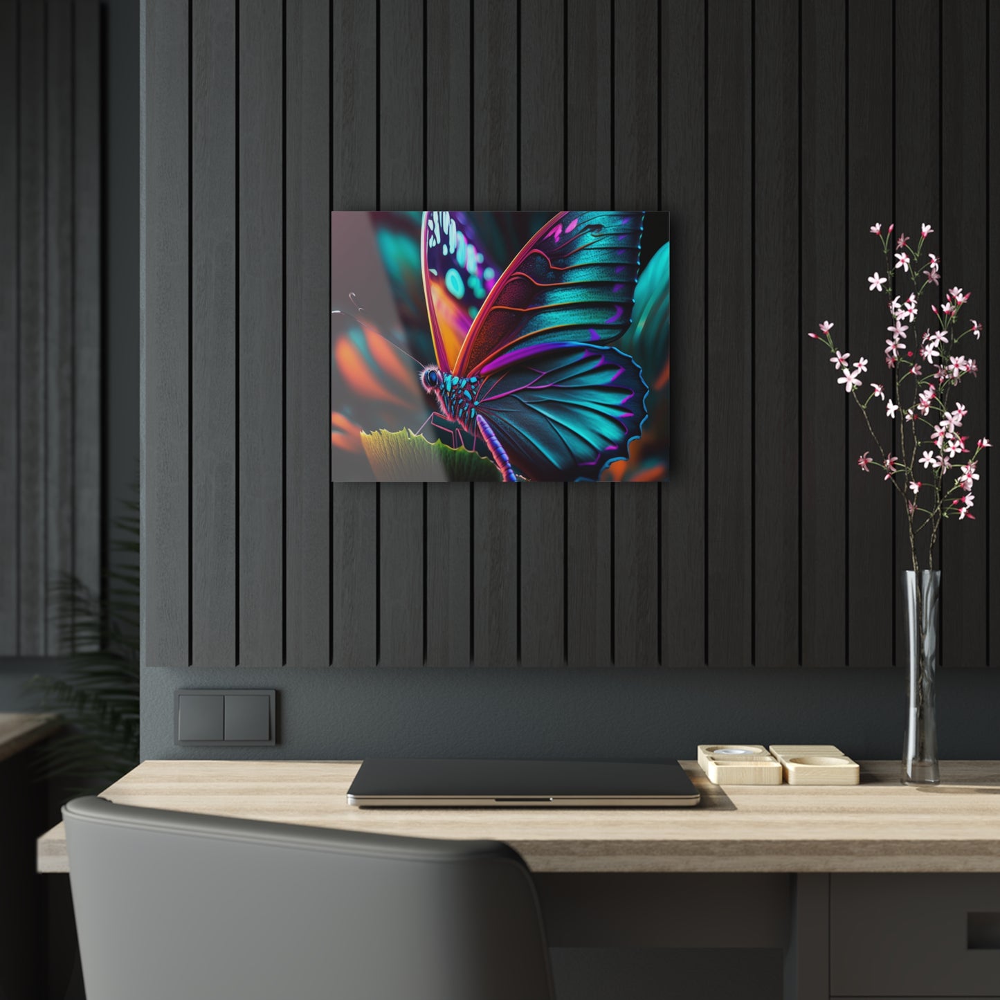 Acrylic Prints Neon Butterfly Macro 1