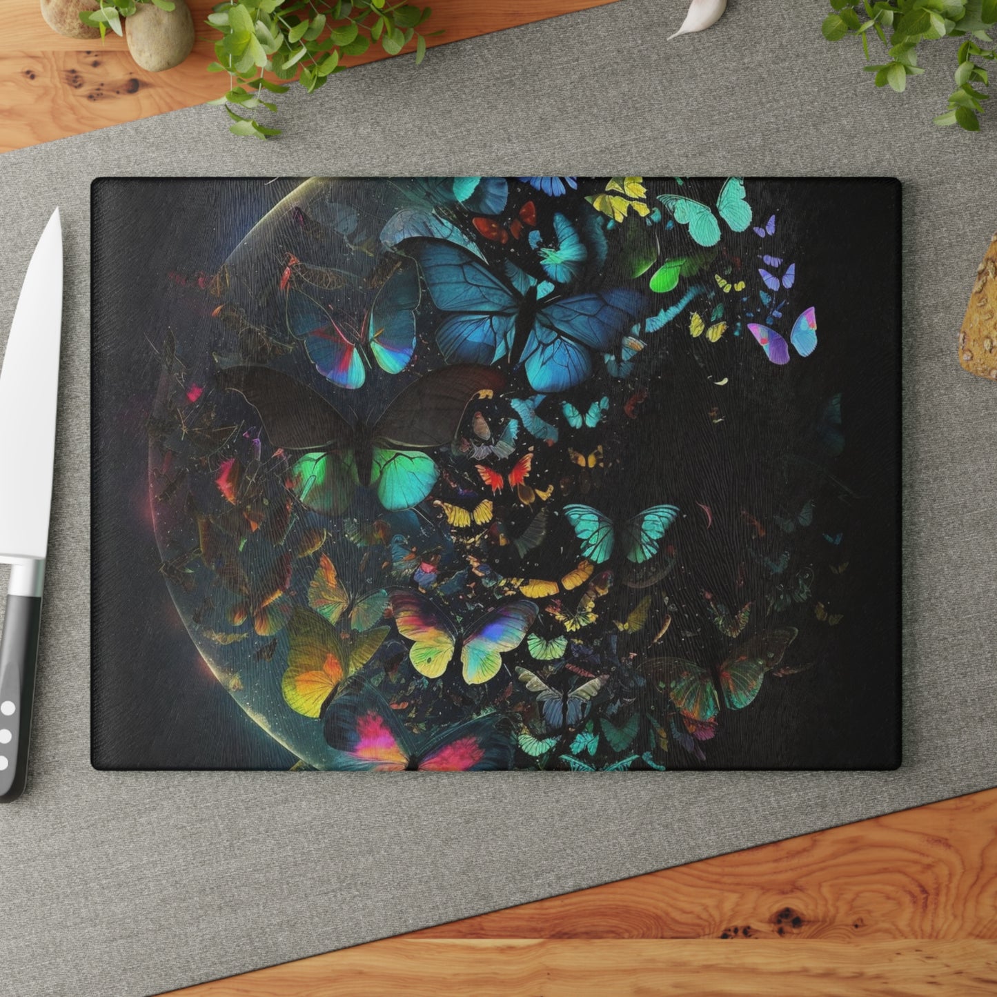 Glass Cutting Board Moon Butterfly 4