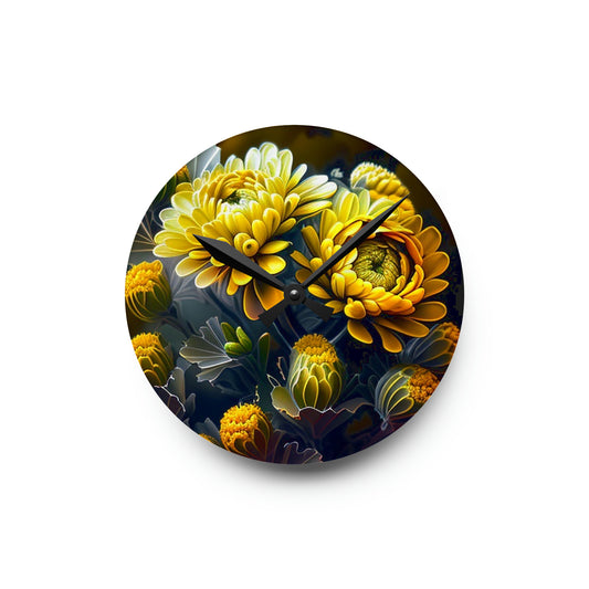 Acrylic Wall Clock Yellow Hermosas Flores Amarillas 4