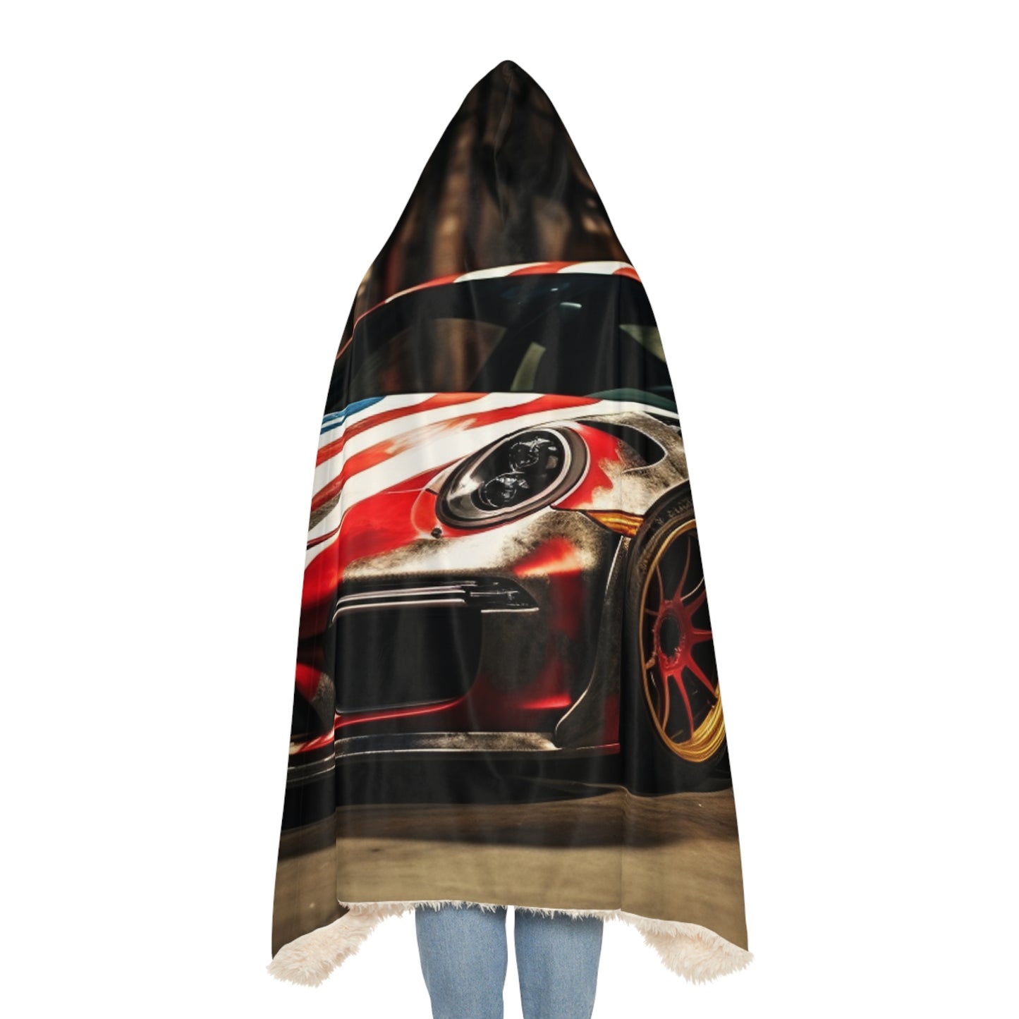 Snuggle Hooded Blanket American Flag Porsche 4